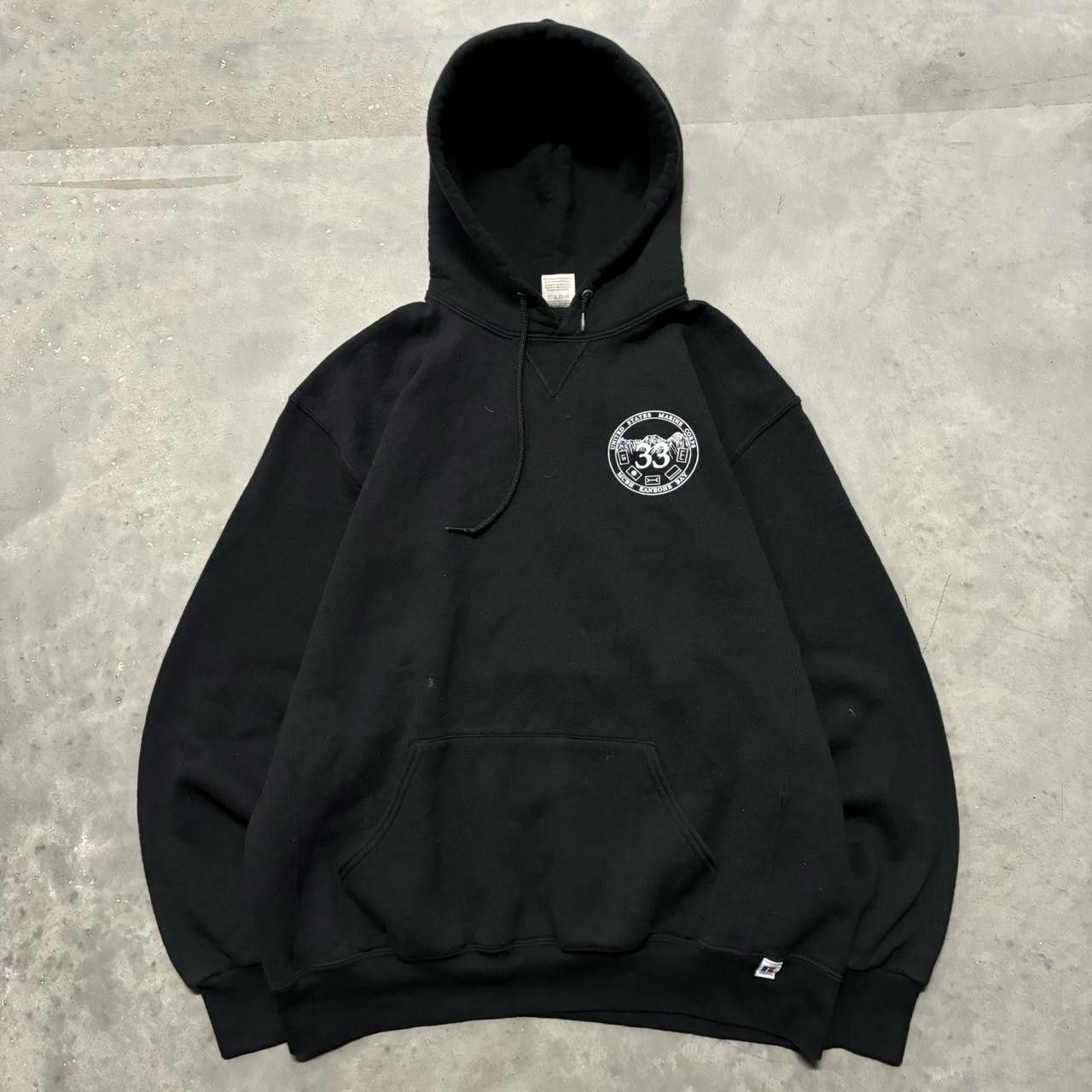 Russell Athletic × Vintage Crazy Vintage Y2K/2000s Black Russell U.S. Marine Corps Surf Hoodie! Size US XL / EU 56 / 4 - 2 Thumbnail