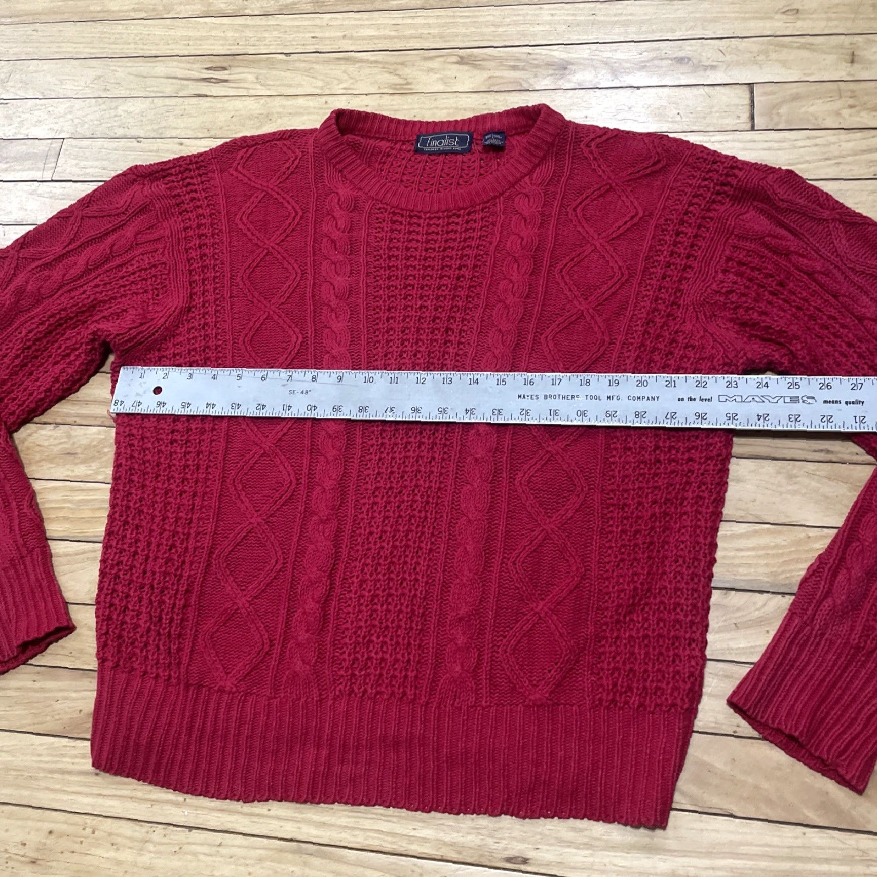 Vintage VINTAGE Finalist Fisherman Sweater Men L Linen Red Christmas Holliday Cable Knit Vtg 90s Shirt Size US L / EU 52-54 / 3 - 7 Thumbnail