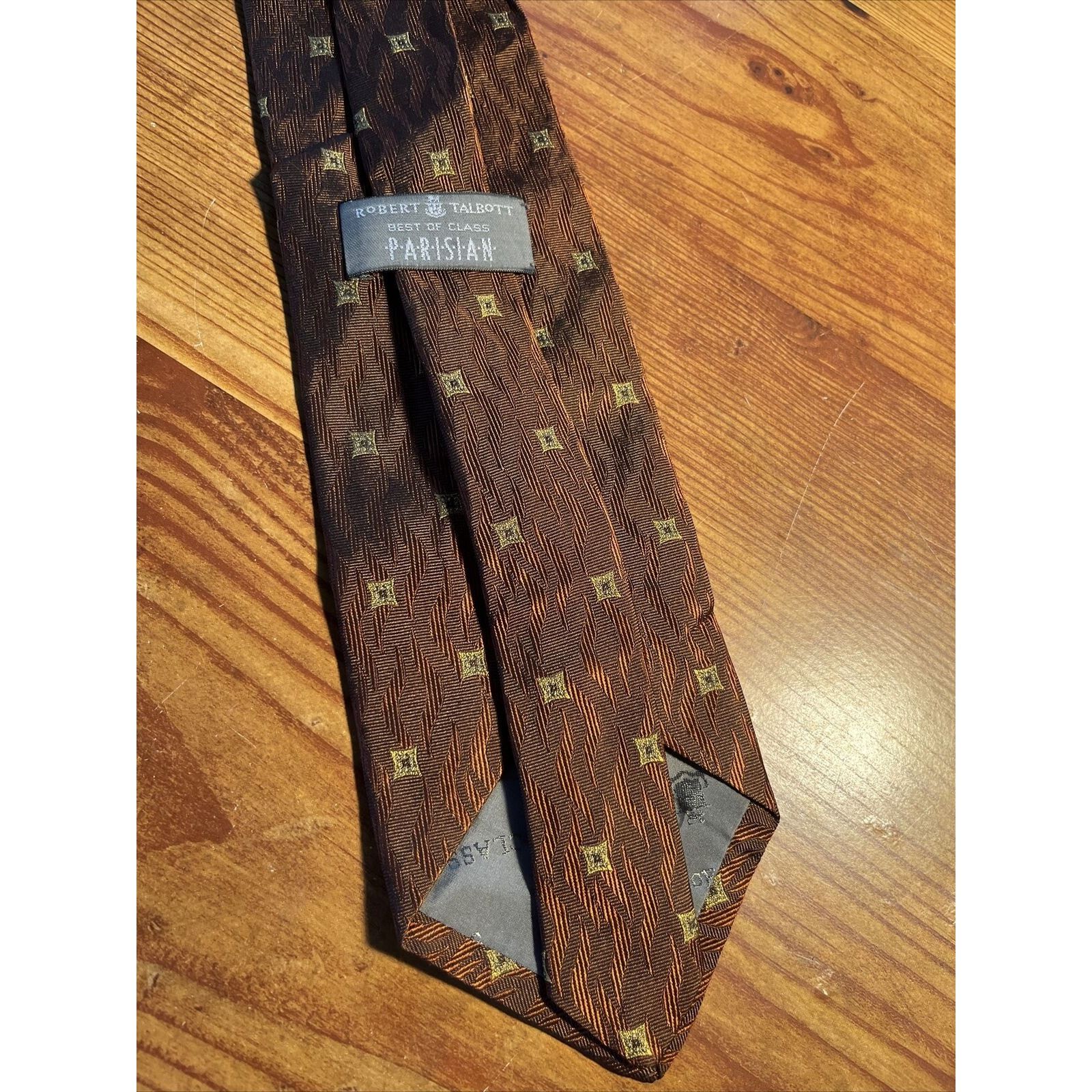Robert Talbott Roger Talbott Best Of Class Parisian Men’s Rust Silk Necktie Size 28 - 3 Thumbnail