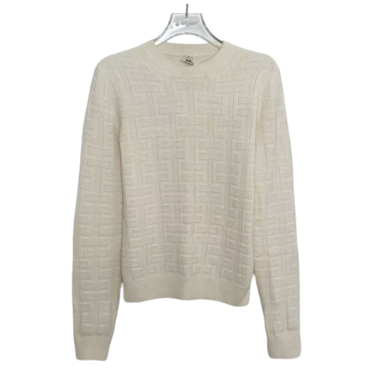 Hermes Hermes White All Over Print Long Sleeve Sweater K26WX Size XXS / US 00 / IT 34 - 1 Thumbnail