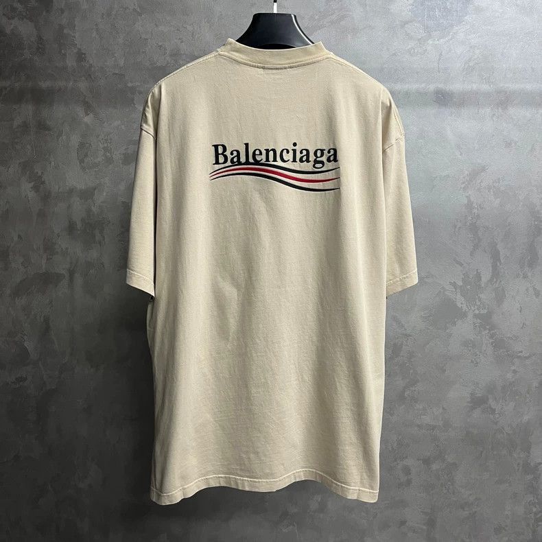 Balenciaga Balenciaga latest beige cola embroidered logo round neck sh Size US M / EU 48-50 / 2 - 5 Thumbnail
