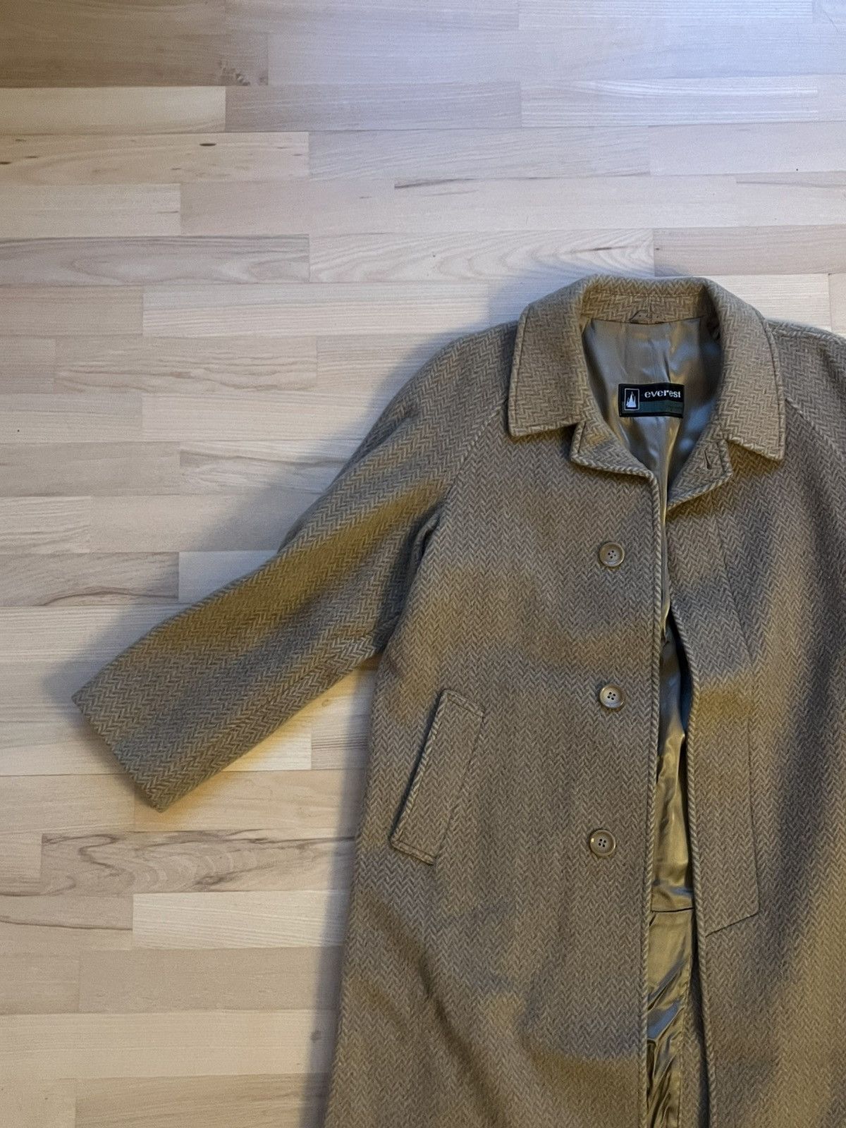 Vintage Beige Balmacaan Tweed Herringbone Overcoat Size US M / EU 48-50 / 2 - 1 Thumbnail