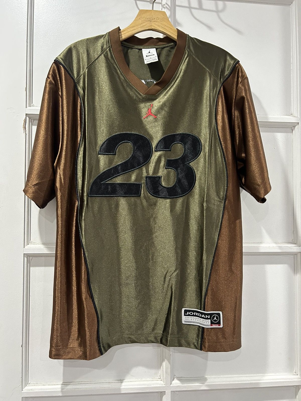 トップス Supreme x Jordan Warm Up Jersey Brown Supreme x Jordan Warm Up Jersey 'Olive/Brown' — Kick Game
