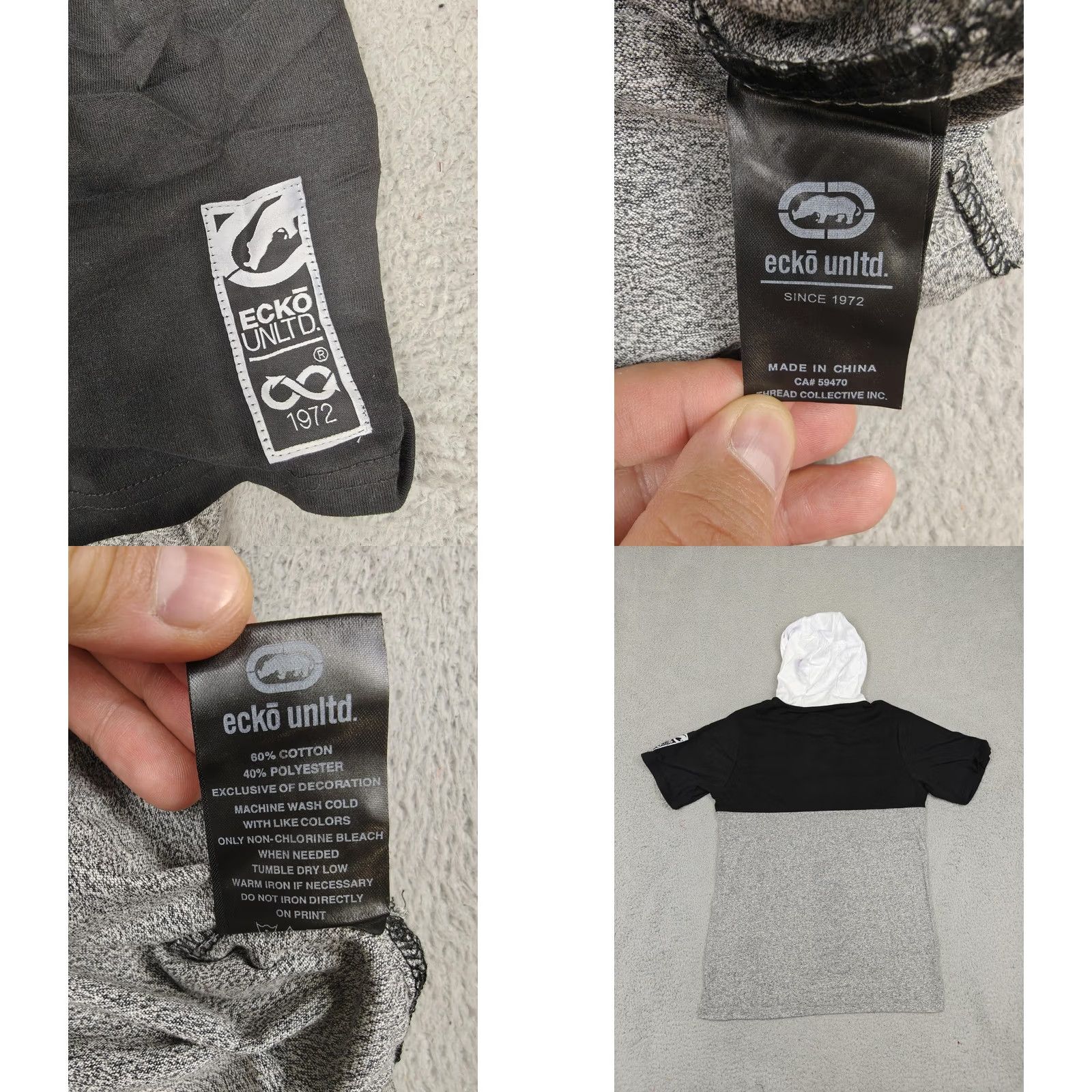 Ecko Unltd. Ecko Unltd Shirt Mens Small Black Gray Hooded World Famous Rhino Logo Graphic Size US S / EU 44-46 / 1 - 8 Thumbnail