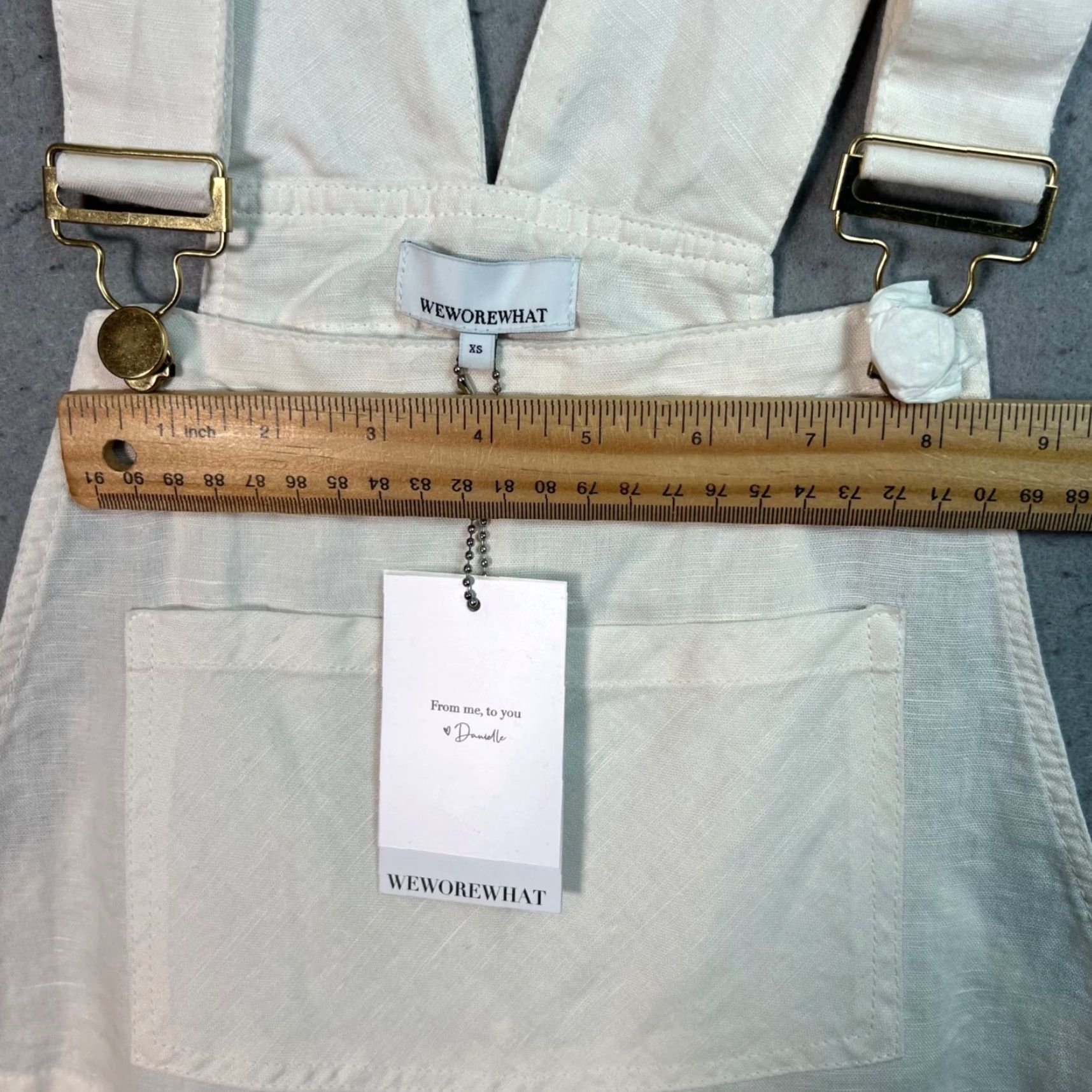 Vintage WeWoreWhat Basic Overalls Womens XS Ivory Linen-Cotton Blend One-Piece Sleeveless Jumpsuit Vintage NEW? Size 26" / US 2 / IT 38 - 6 Thumbnail