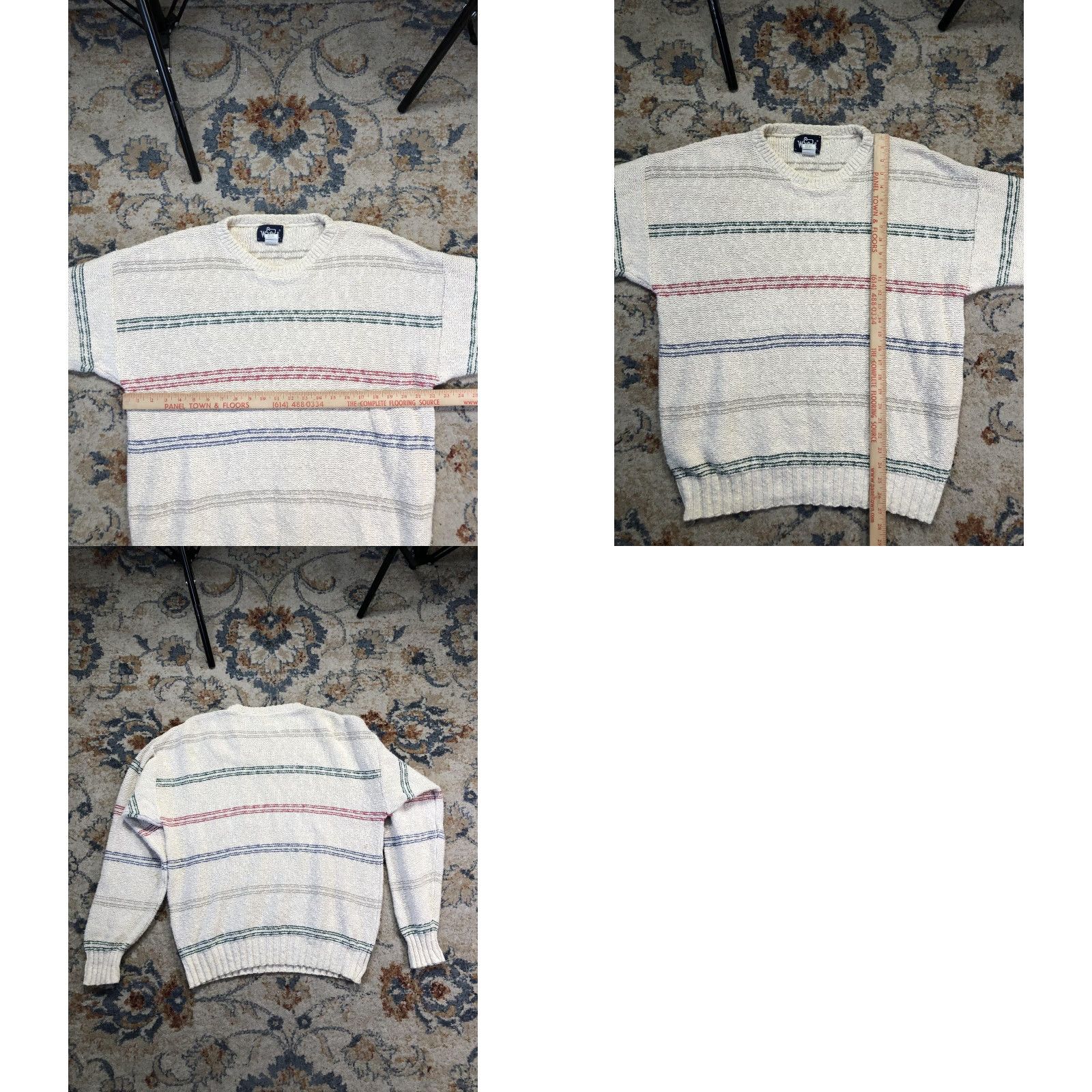 Vintage VINTAGE Woolrich Sweater Mens Large Beige Striped Cotton Knit Pullover USA 80s Size US L / EU 52-54 / 3 - 8 Thumbnail