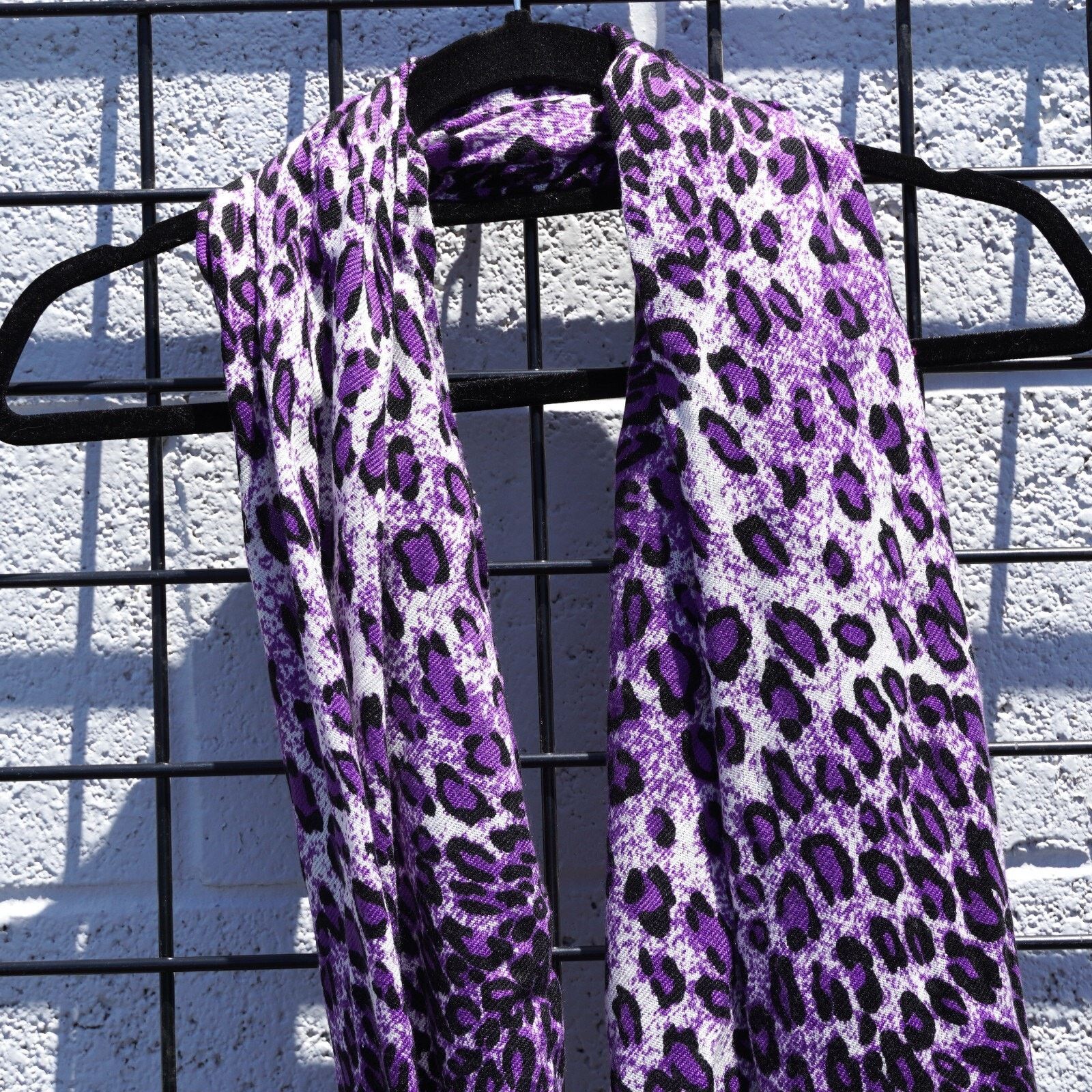 Other Purple Cat Leopard Print Pashmina Scarf Shawl Scarve 67”x26” Size ONE SIZE - 4 Thumbnail