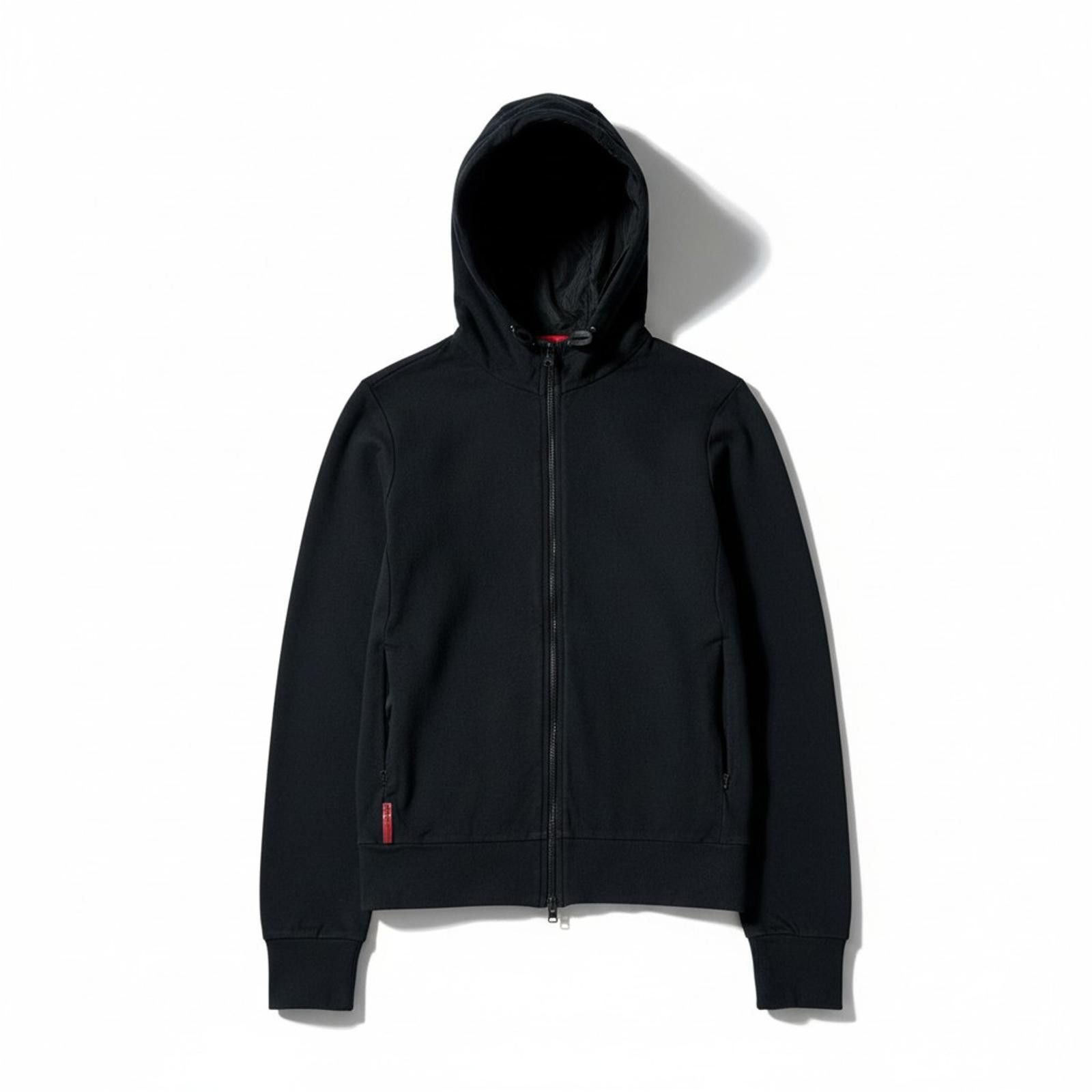 Prada - M Black Hooded Zip-up Sweatshirt