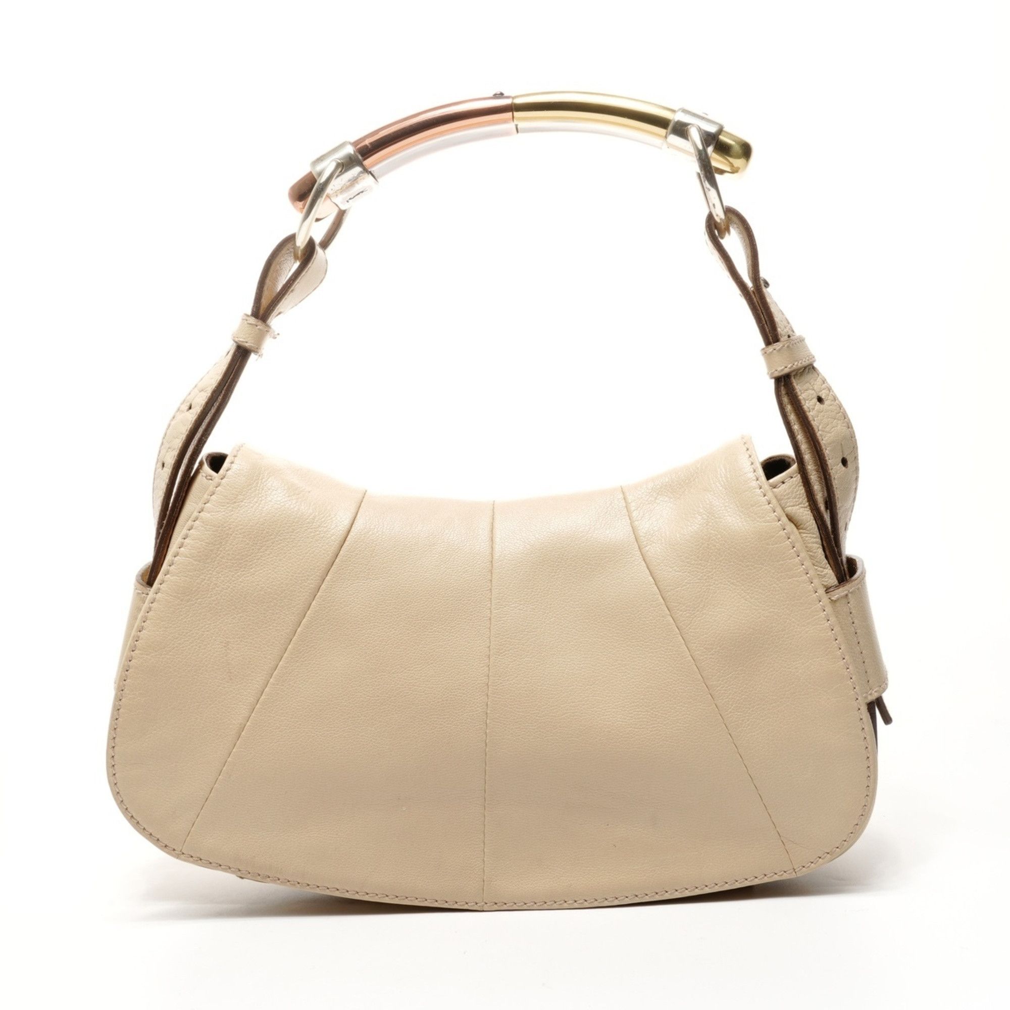 Yves Saint Laurent Yves Saint Laurent Mombasa Leather One-Shoulder Bag in Beige Size ONE SIZE - 1 Thumbnail