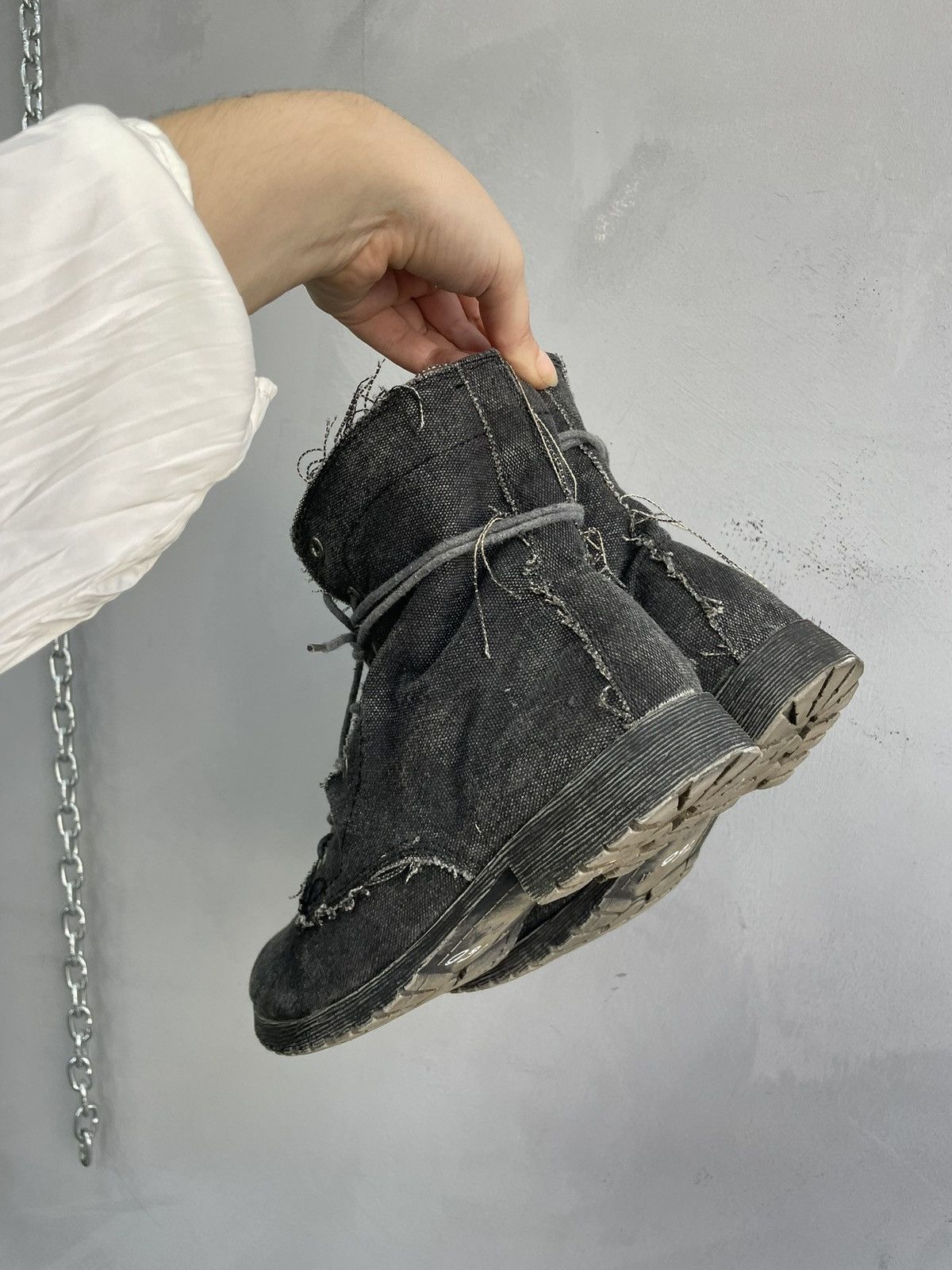 Japanese Brand Vintage Grey Distressed denim guidi style Up Boots Size 41 Size US 8 / EU 41 - 4 Thumbnail