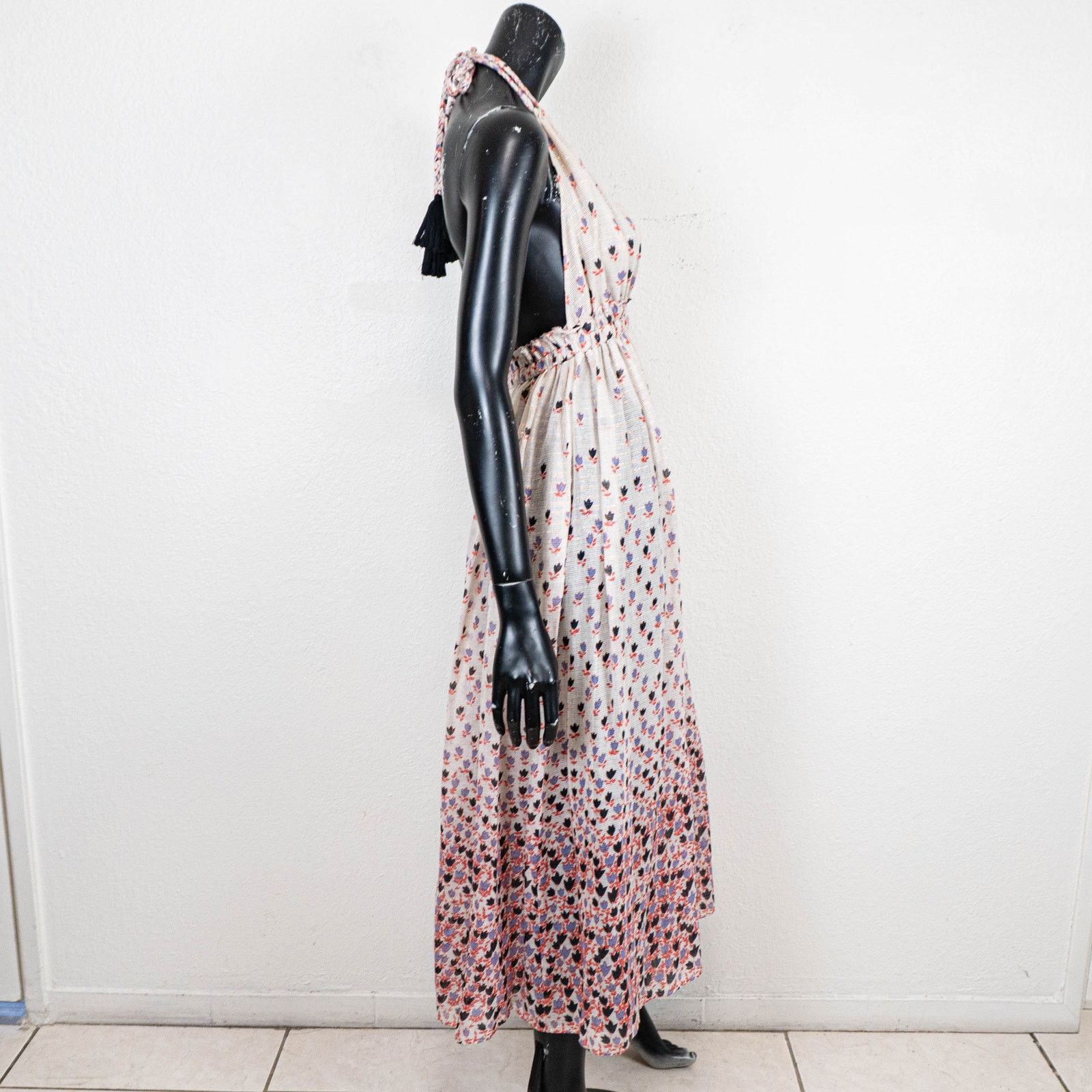 LoveShackFancy Love Shack Fancy Floral Halter Maxi Dress Boho Open Back 0 Size XS / US 0-2 / IT 36-38 - 6 Thumbnail