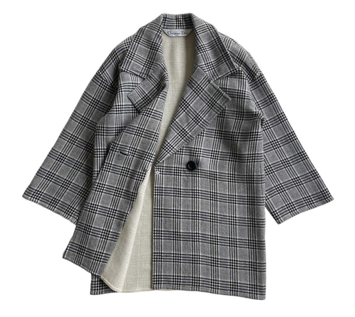 Christian Dior Monsieur Houndstooth Wool Checked Oversize Jacket Size M / US 6-8 / IT 42-44 - 3 Thumbnail