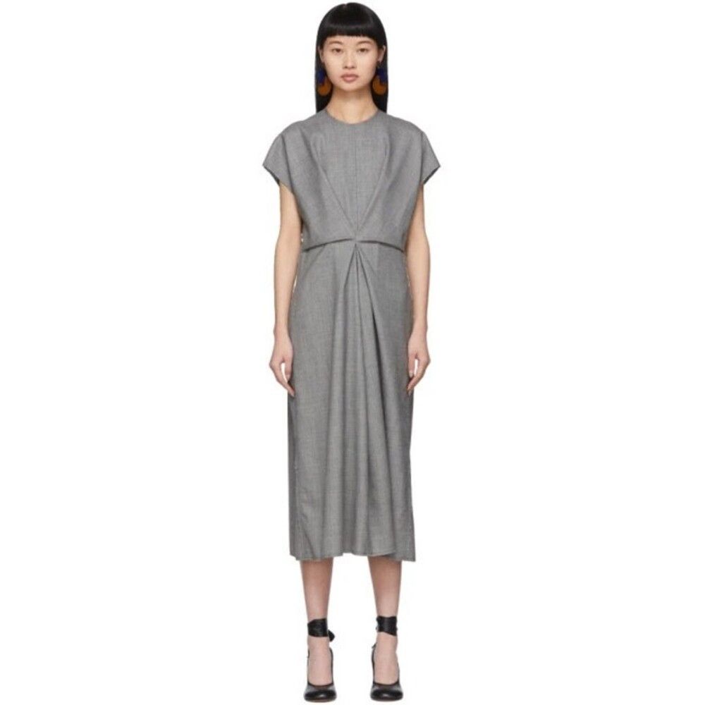 Loewe Draped Dress Size 32 XXS 00 Gray Wool $1850