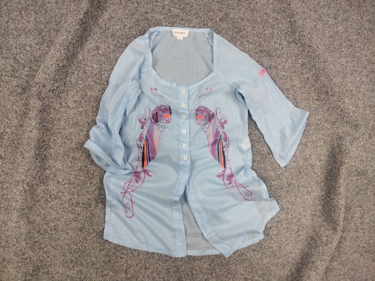 Diesel Vintage Diesel Blue Logo Y2K Button Shirt 1/4 Sleeves Blous Size S / US 4 / IT 40 - 2 Thumbnail