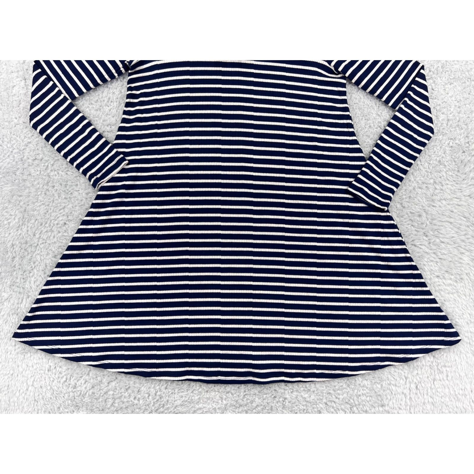 Vintage LA made Dress Womens Mini Striped Blue White Long Sleeve Polyester Blend Dress Size M / US 6-8 / IT 42-44 - 5 Thumbnail
