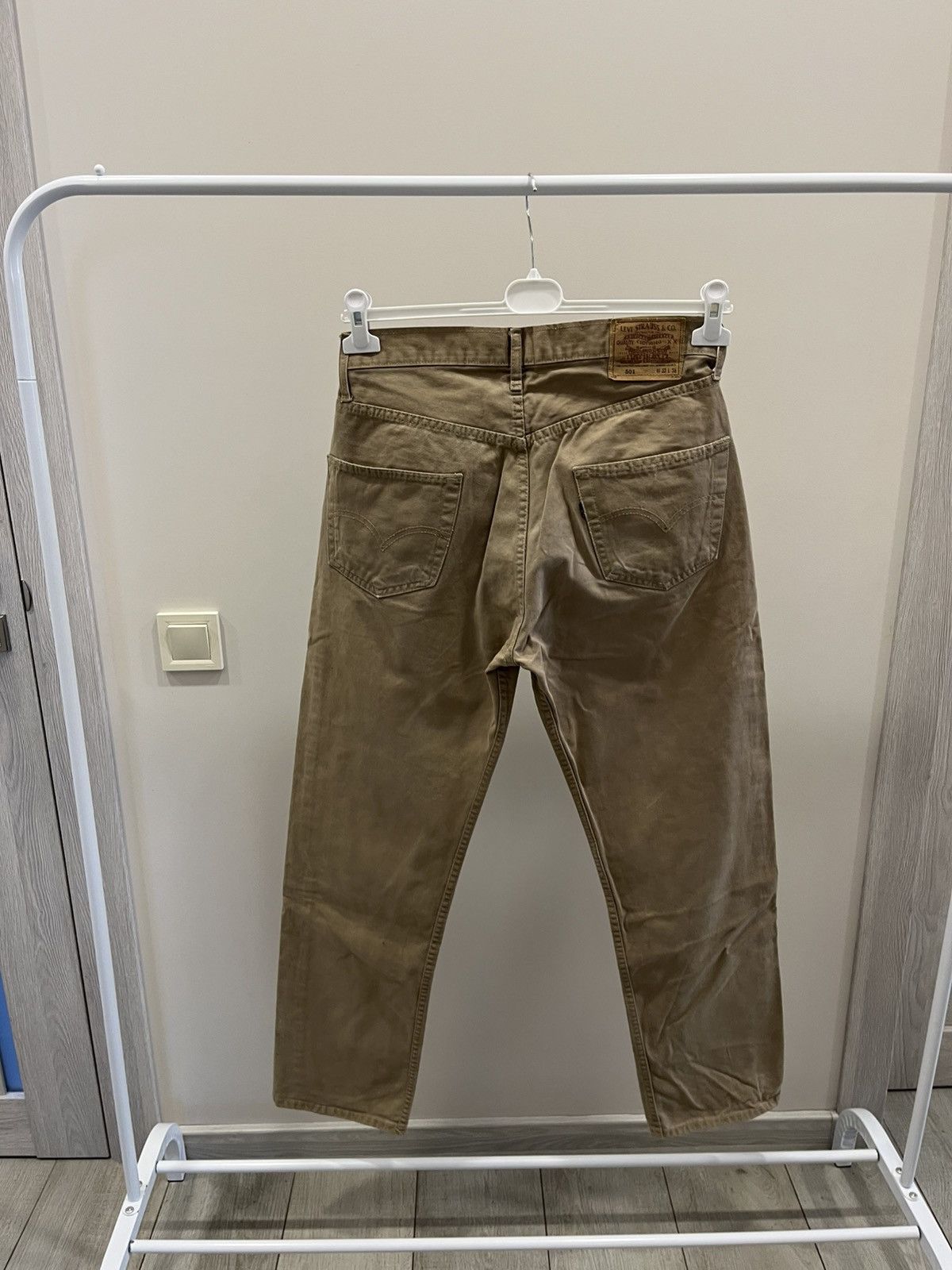 Levi's Vintage Y2K Levi’s 501 Made in U.S.A Button Beige Jeans Size US 32 / EU 48 - 2 Thumbnail