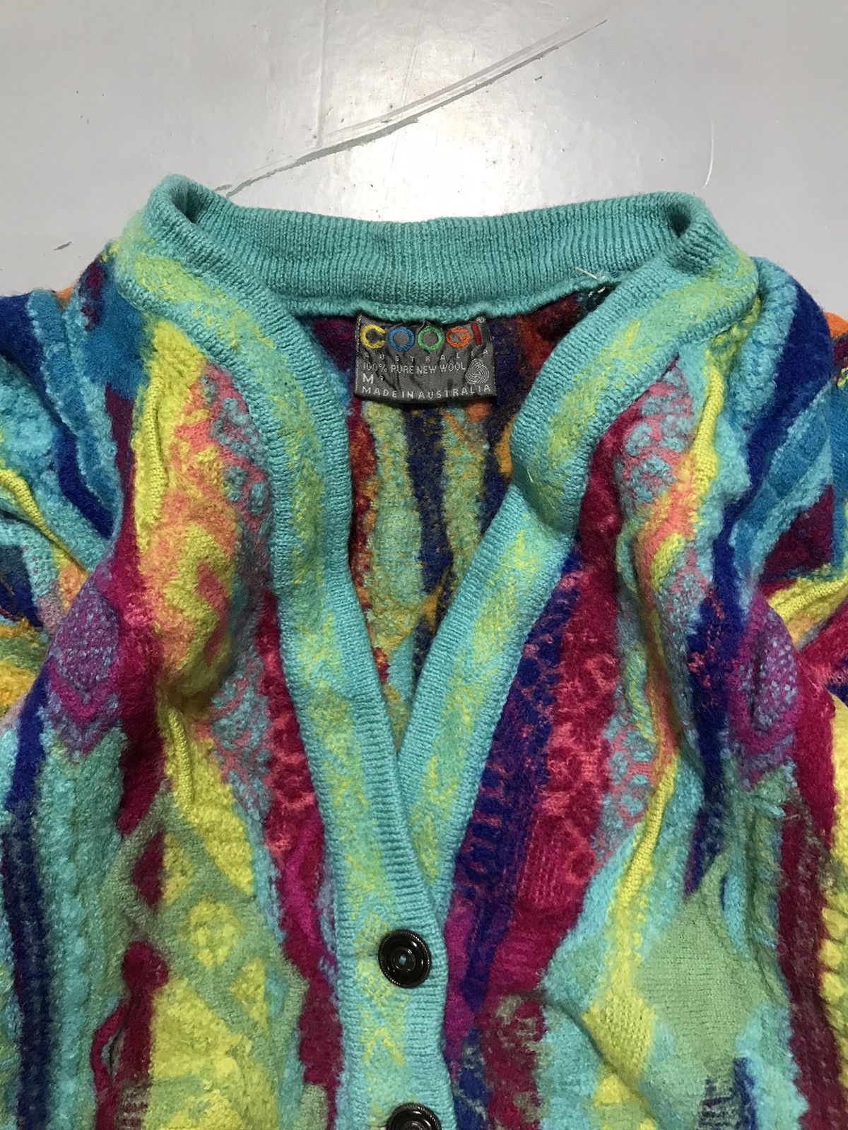 Vintage coogi 3D multicolor knit cardigan (kids)