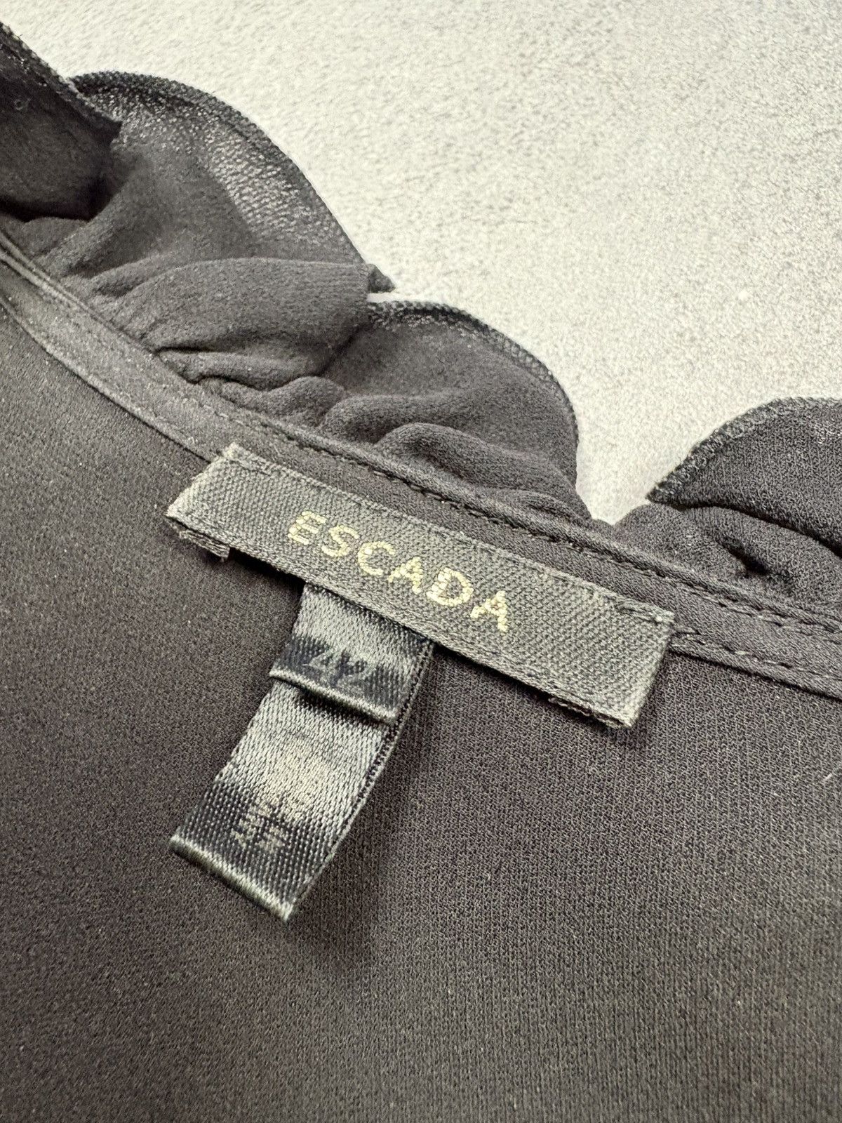 Escada Escada Black Silk Ruffle Blouse Vintage Luxury Womens Top 42 Size M / US 6-8 / IT 42-44 - 14 Thumbnail