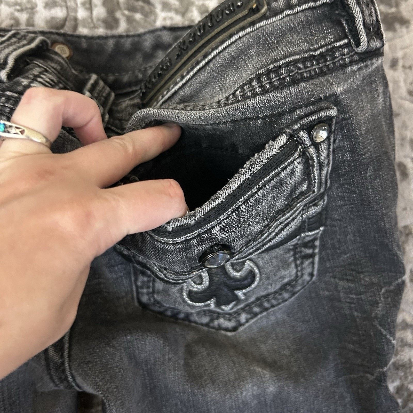 Rock Revival Rock Revival Celinda Skinny Low Rise Black Denim Sz 31 Size 31" - 9 Thumbnail