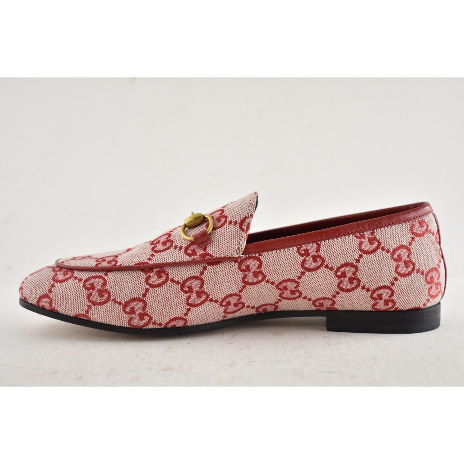 Gucci Gucci New Jordaan Hibiscus Red GG Logo Canvas Horsebit Size US 6 / IT 36 - 11 Thumbnail