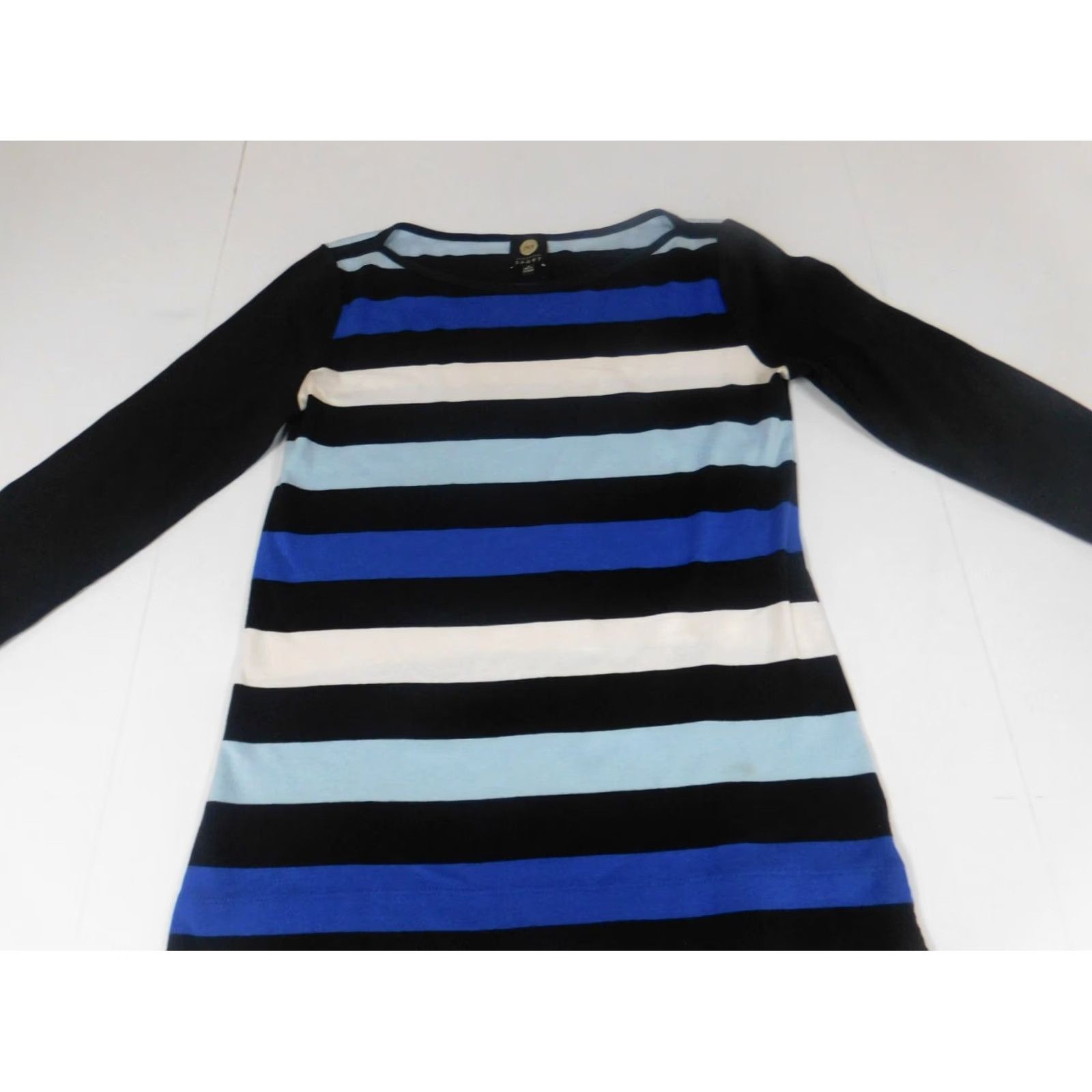 Jones New York Jones New York top Blouse Shirt Womens S Small blue striped crew neck pullover casual long sleeve polyester rayon breathable Sport Vintage: No Size S / US 4 / IT 40 - 2 Thumbnail