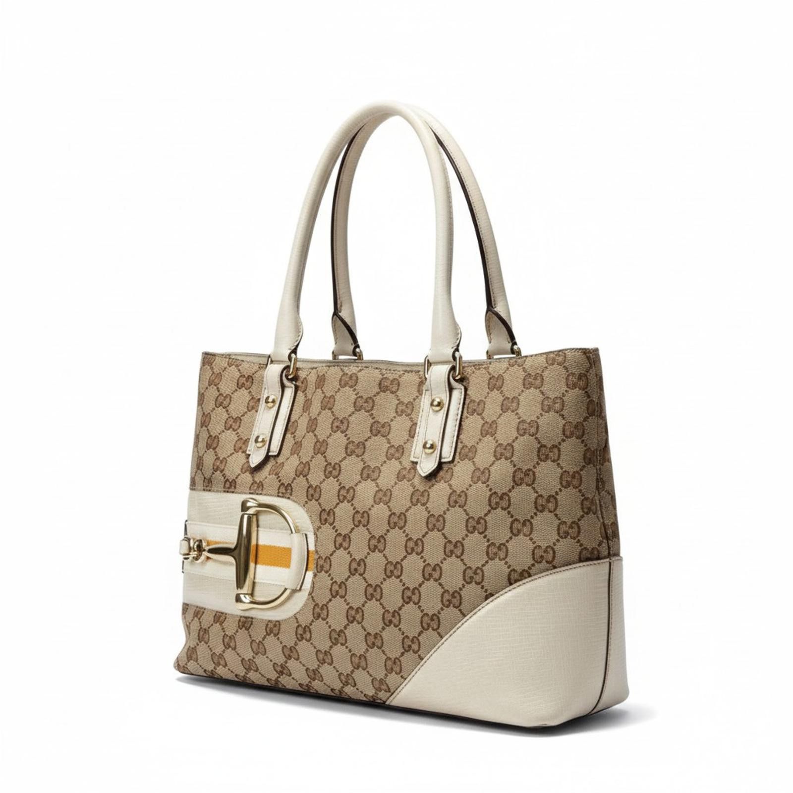Gucci Gucci - Beige Monogram Canvas and Leather Tote Handbag Size ONE SIZE - 1 Thumbnail