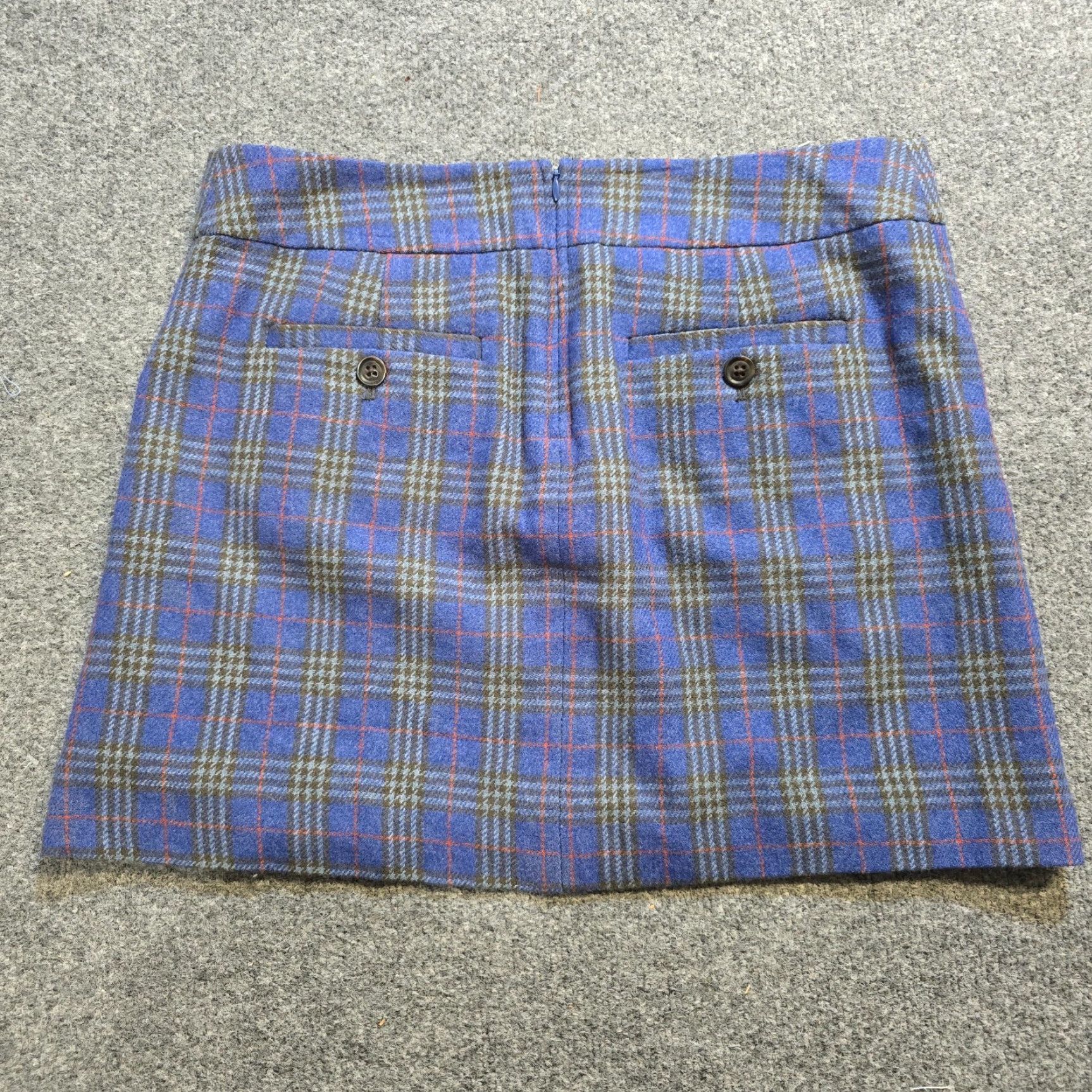 Gap Gap Skirt Women 10 Blue Wool Lined Plaid Button Mini Casual Preppy Size 32" / US 10 / IT 46 - 7 Thumbnail