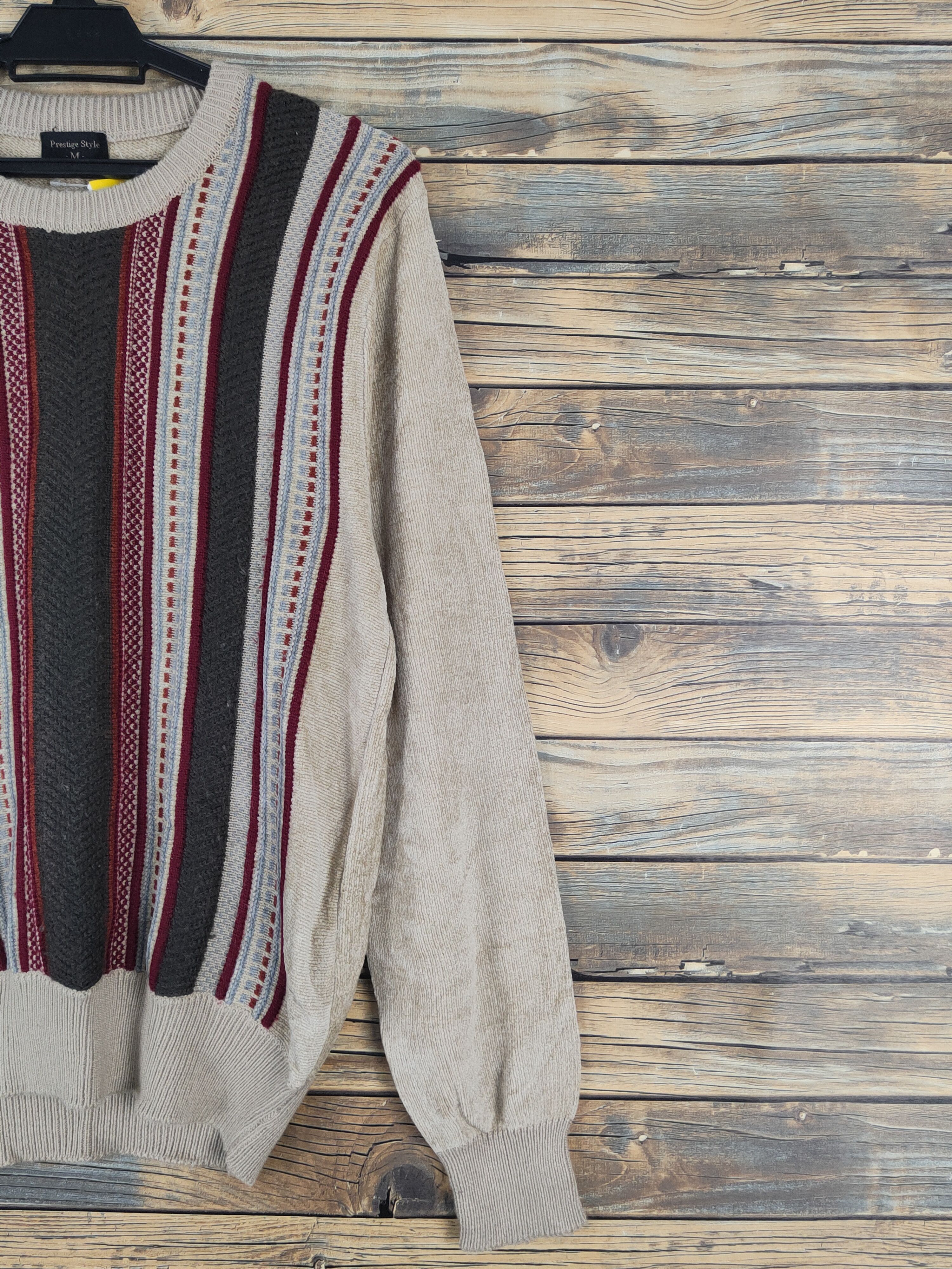 Homespun Knitwear Prestige style Brown Knitwear striped Sweatshirts #W1273 Size US M / EU 48-50 / 2 - 5 Thumbnail