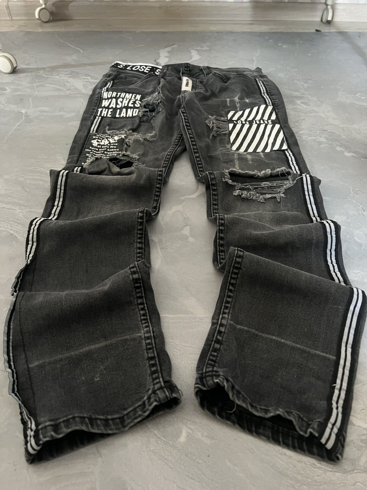 Vintage Exclusive Distressed Faded Designer / Vintage Slim Jeans 90 Size US 31 - 2 Thumbnail