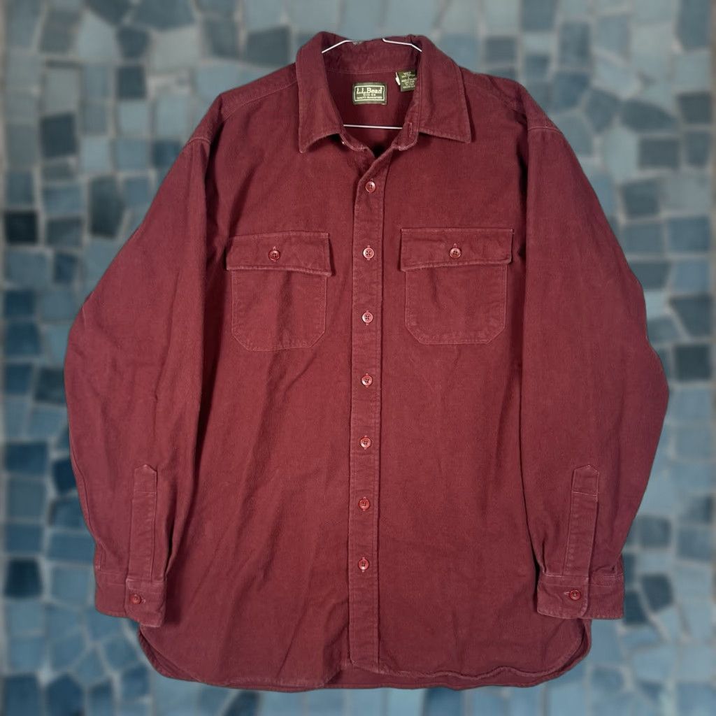 Vintage LL Bean Chamois Shirt Mens LT Tall Soft Flannel Heavyweight Cotton 90s Red Shirt Mens LT Tall Red 90s LL Bean Chamois Shirt Size US L / EU 52-54 / 3 - 1 Thumbnail
