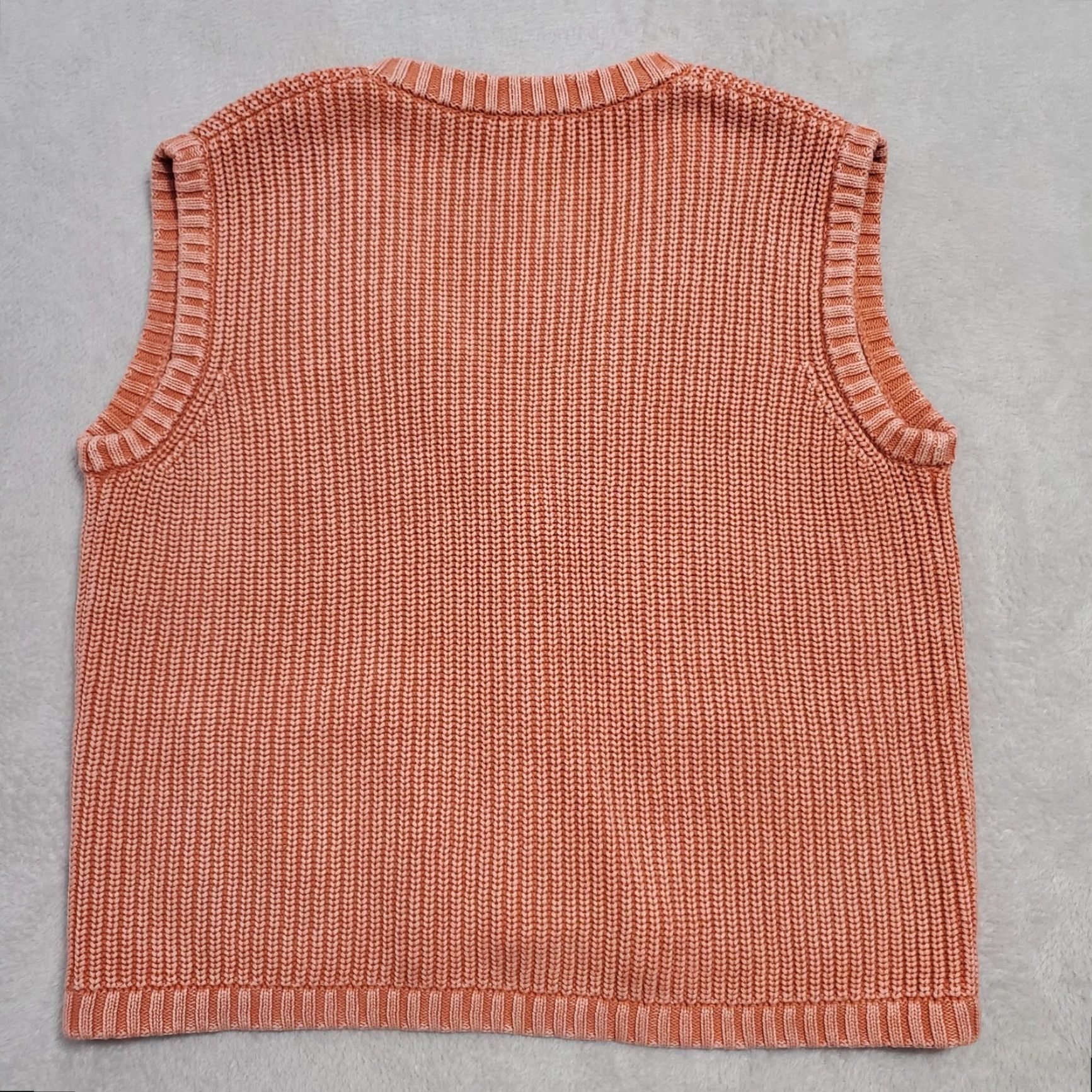 Vintage VINTAGE DEMYLEE Sweater Vest Women XS Coral Orange Layne Patch Pocket Boxy Heavyweight V-Neck Button Front Pockets Cotton Demylee Size XS / US 0-2 / IT 36-38 - 2 Thumbnail