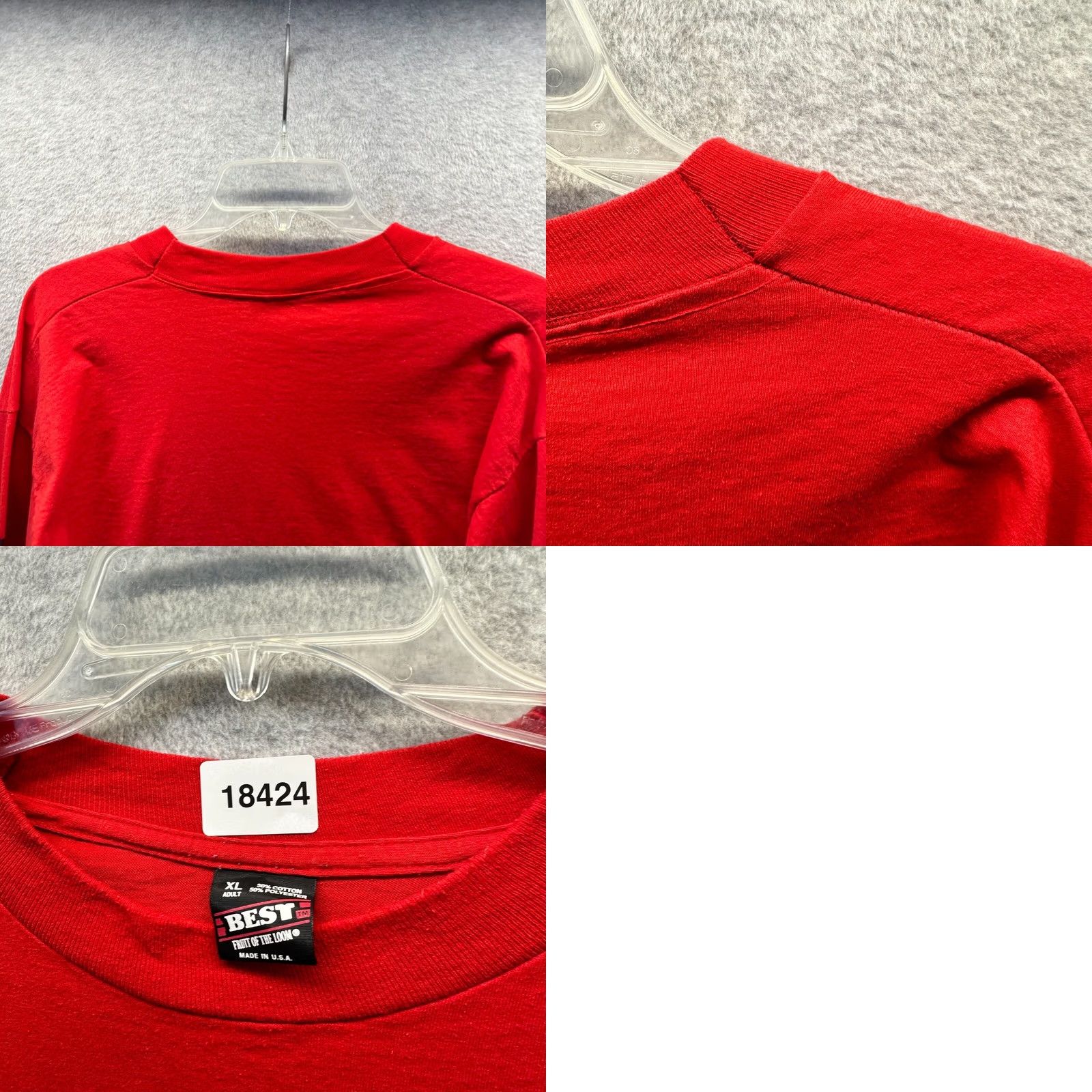 Fruit Of The Loom VINTAGE Fruit of the Loom Shirt Mens XL Red Single Stitch Country 80s Size US XL / EU 56 / 4 - 9 Thumbnail