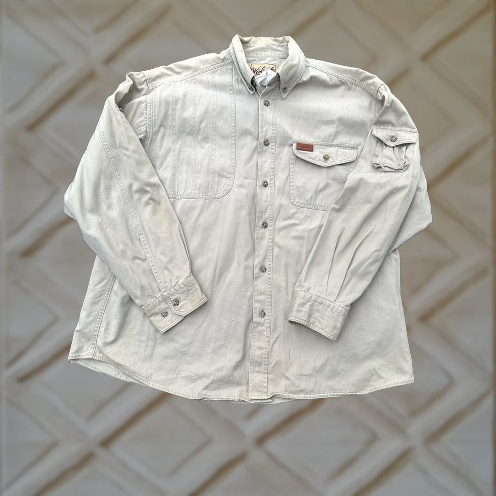 Vintage VINTAGE Woolrich Button-Up Shirt Jacket XL Beige Cotton Hunting 90s Mens Long Sleeve Size US XL / EU 56 / 4 - 1 Thumbnail