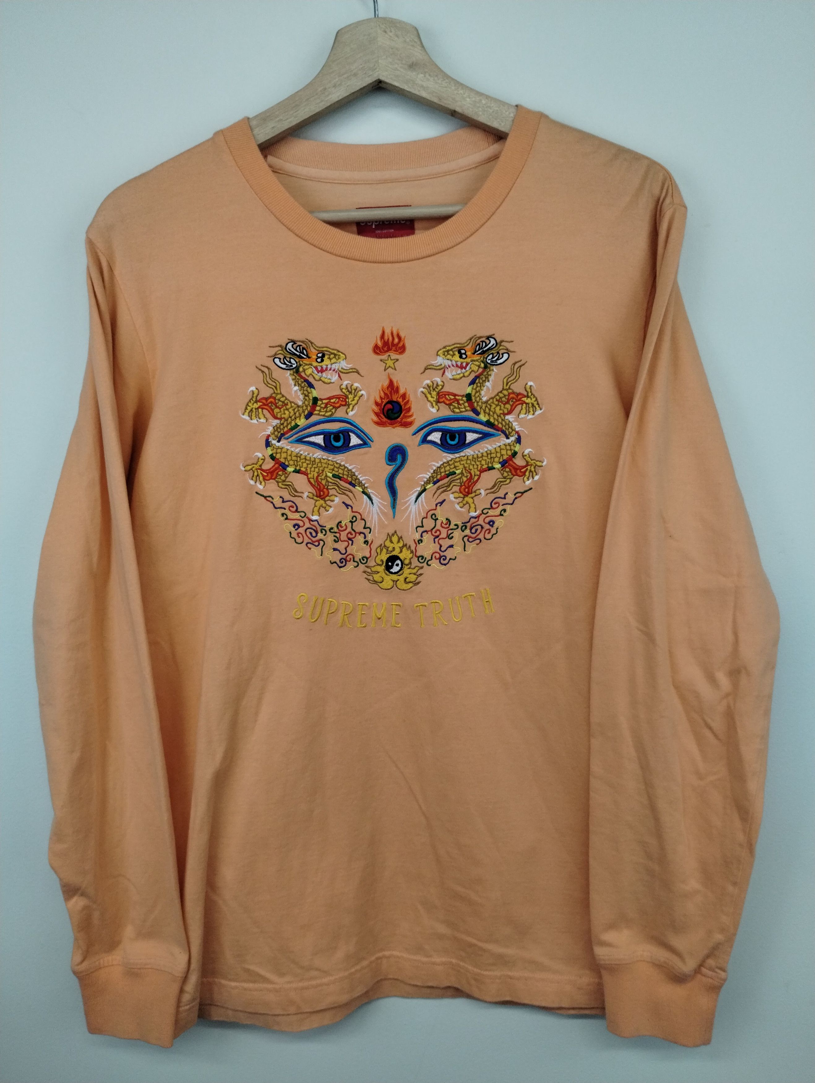 image of Supreme Truth Embroidered Long Sleeve in Orange, Men's (Size Small)