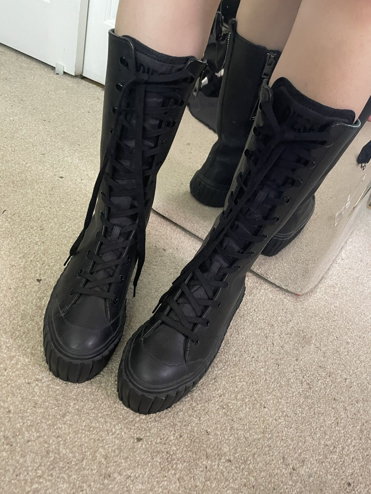 Diesel DIESEL Thigh-high red bottom sneakers Size US 7 / IT 37 - 1 Thumbnail