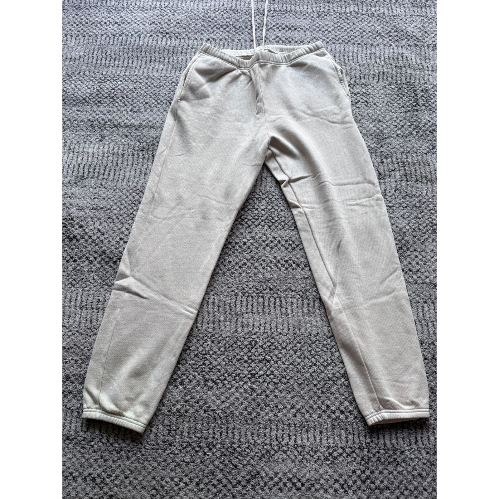 Les Tien Les Tien Brushed-back Cotton Track Sweatpants Cream sz XL Size US 34 / EU 50 - 1 Thumbnail
