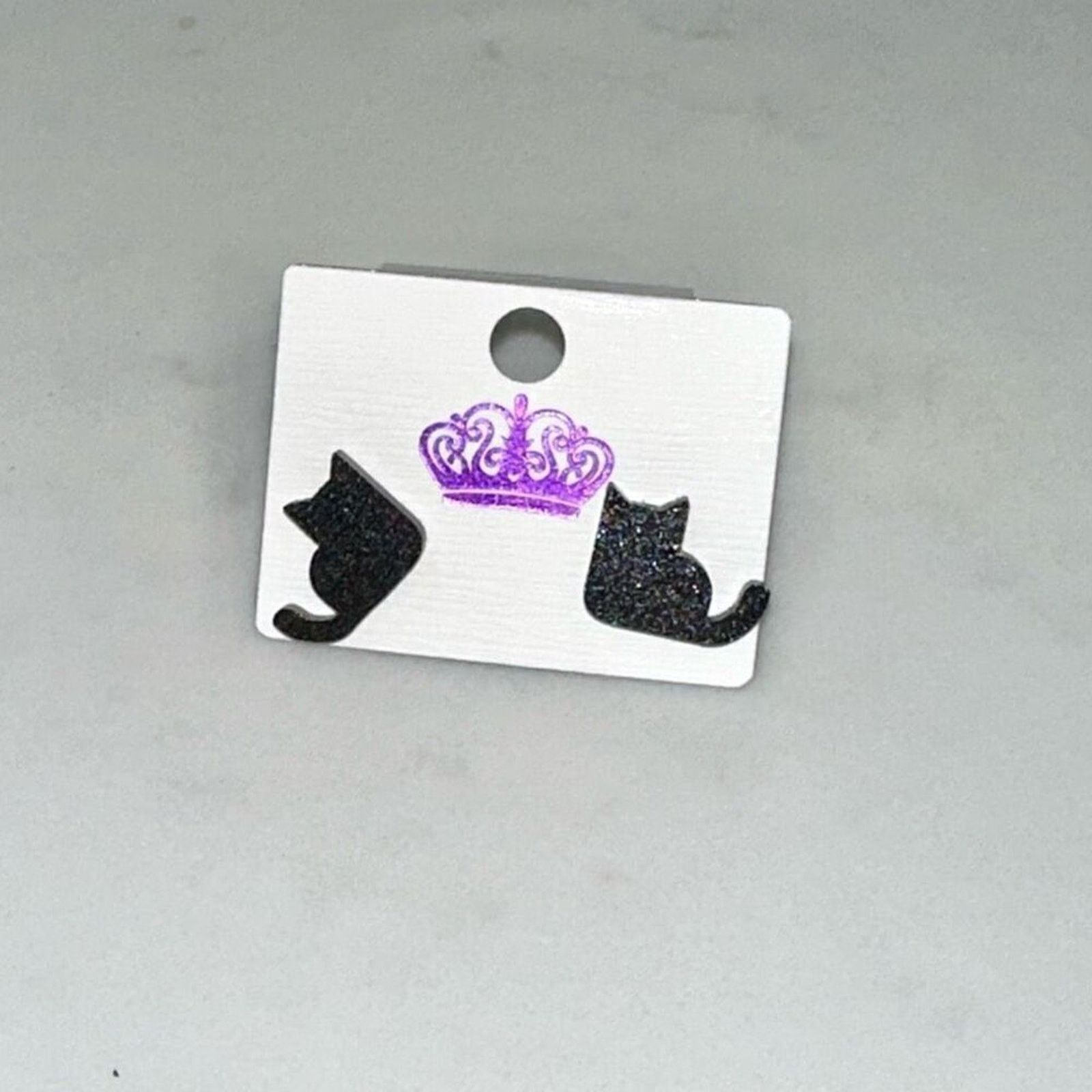 Other Black Glitter Cat Stud Earrings | Sz OS, NWT Size ONE SIZE - 3 Thumbnail