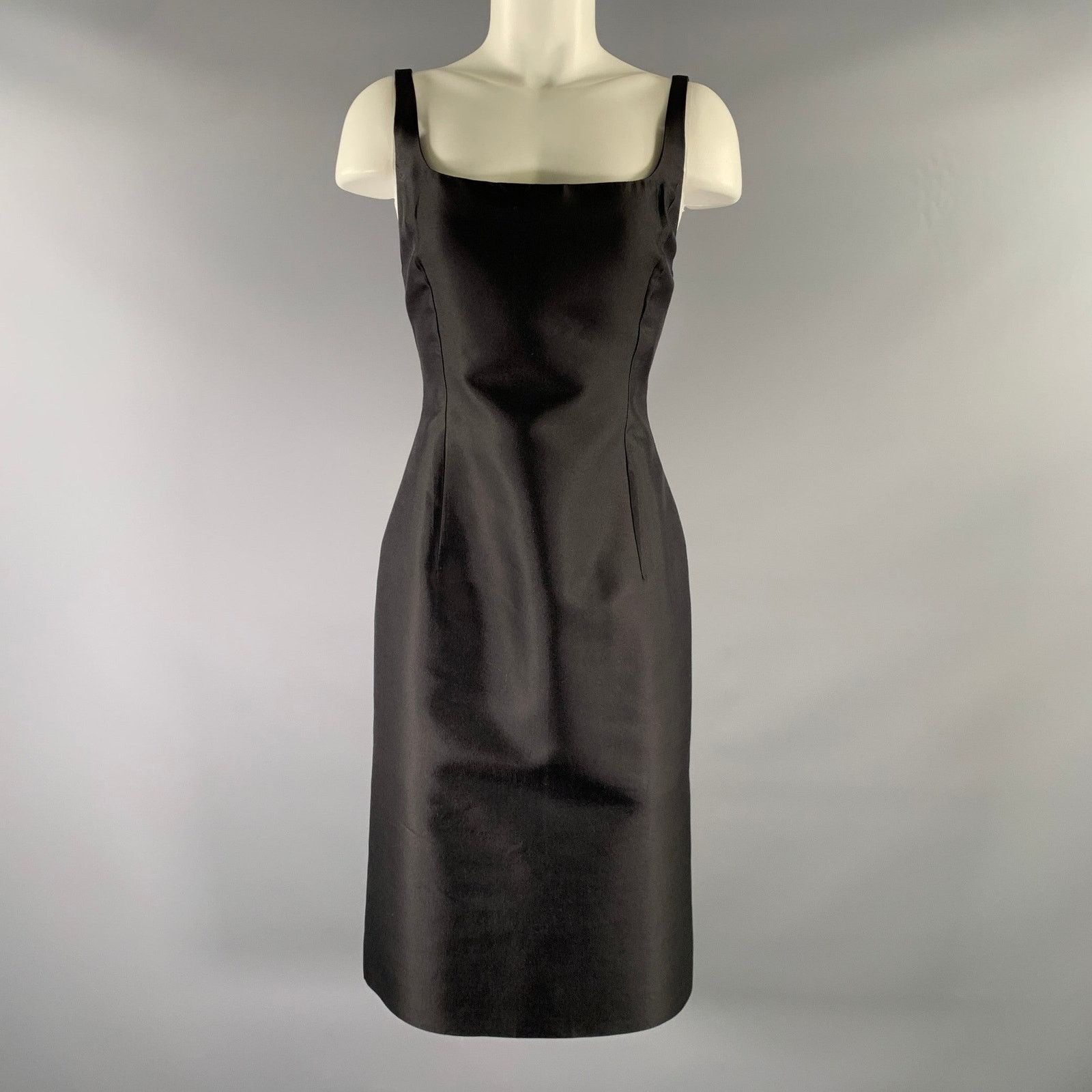 Luciano Barbera LUCIANO BARBERA Size 8 Black Silk Wool Scoop Neck Dress Size M / US 6-8 / IT 42-44 - 1 Thumbnail