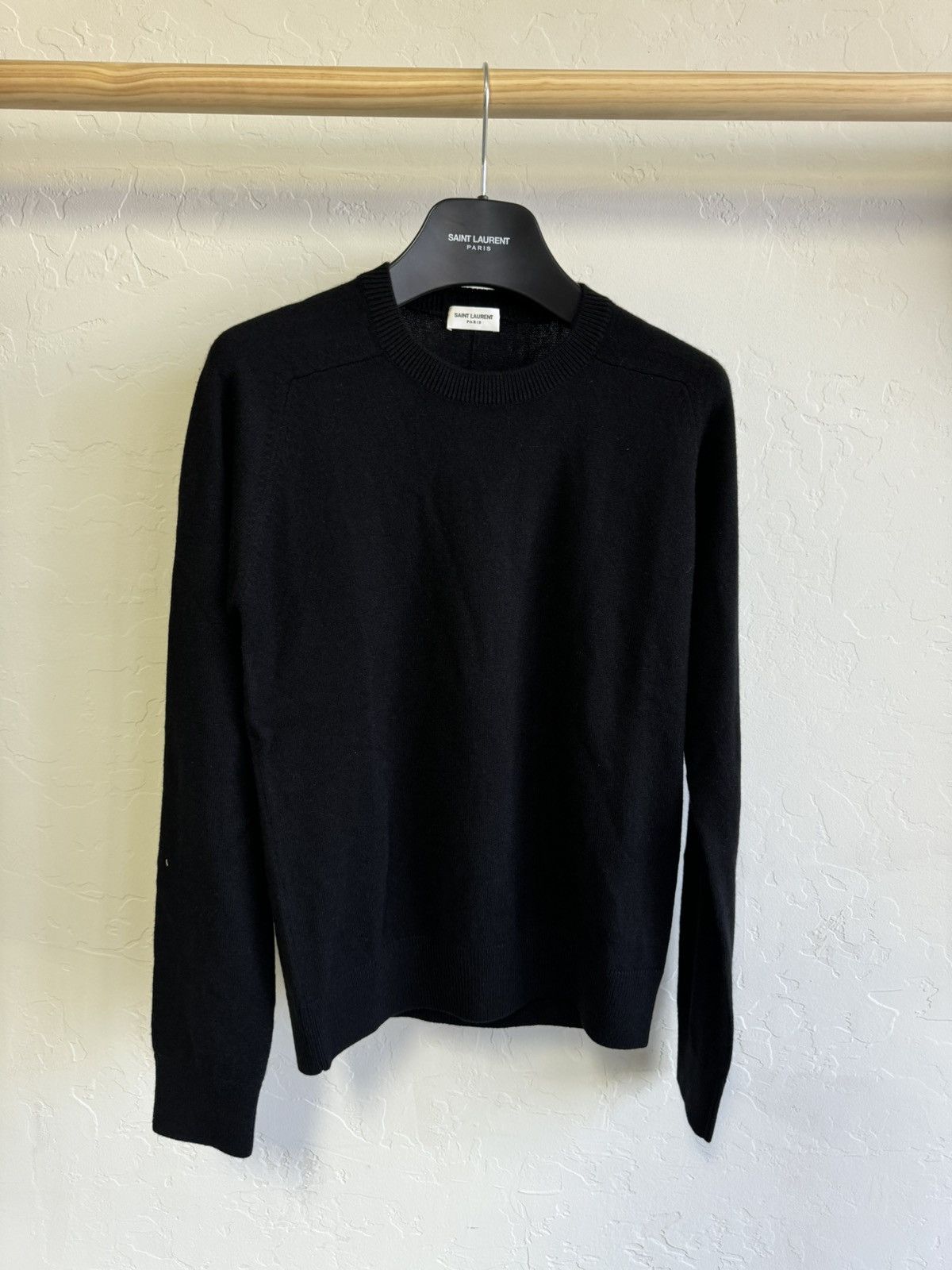 image of Saint Laurent Paris Saint Laurent Cashmere Sweater in Black, Men's (Size Medium)