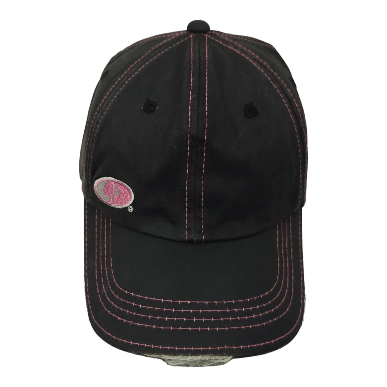 Signatures Mossy Oak Black Pink Distressed Tuck Strap Adjustable Cap Size ONE SIZE - 1 Thumbnail