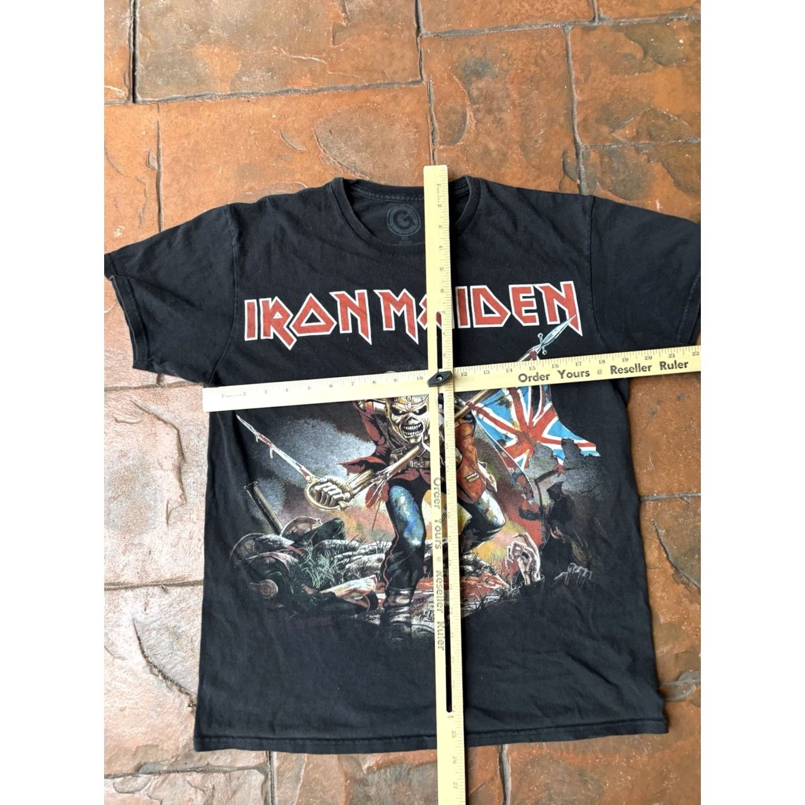 Vintage Iron Maiden Trooper Union Jack Band Tour Concert T-Shirt Medium Black Size US M / EU 48-50 / 2 - 4 Thumbnail