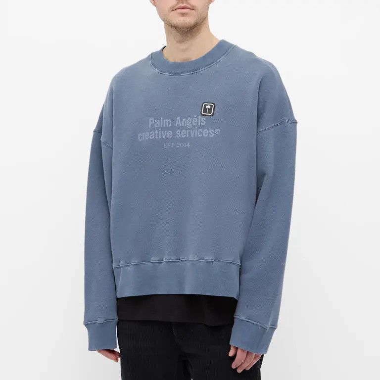 Palm Angels o1in1s0225 Q:1 / Creative Services Crewneck Sweater in Blue Size US L / EU 52-54 / 3 - 4 Thumbnail