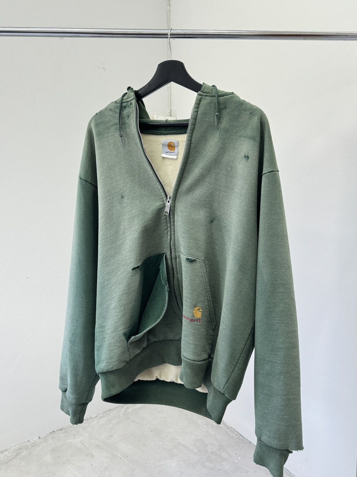 Carhartt × Vintage Distressed Sunfaded 90’s Carhartt Zip Up Hoodie Size US L / EU 52-54 / 3 - 6 Thumbnail