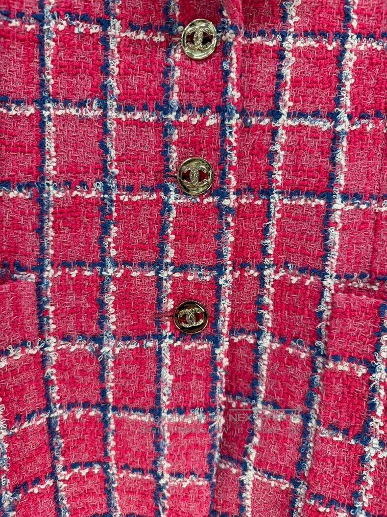 Chanel Chanel 24P pink tweed plaid jacket Size XS / US 0-2 / IT 36-38 - 2 Thumbnail