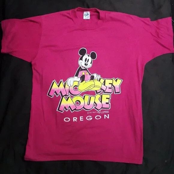 Disney × Mickey Mouse × Vintage Vintage 80s Mickey Mouse Oregon Neon T-Shirt Size US L / EU 52-54 / 3 - 2 Thumbnail