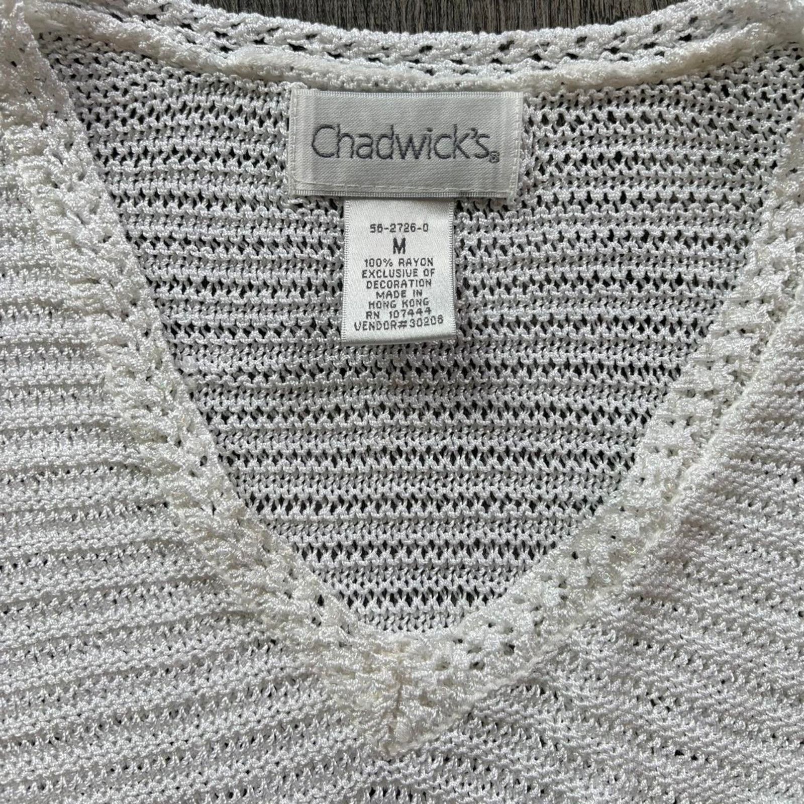 Other Chadwick's White Knit Top with Beaded Details - Size: M Size M / US 6-8 / IT 42-44 - 2 Thumbnail