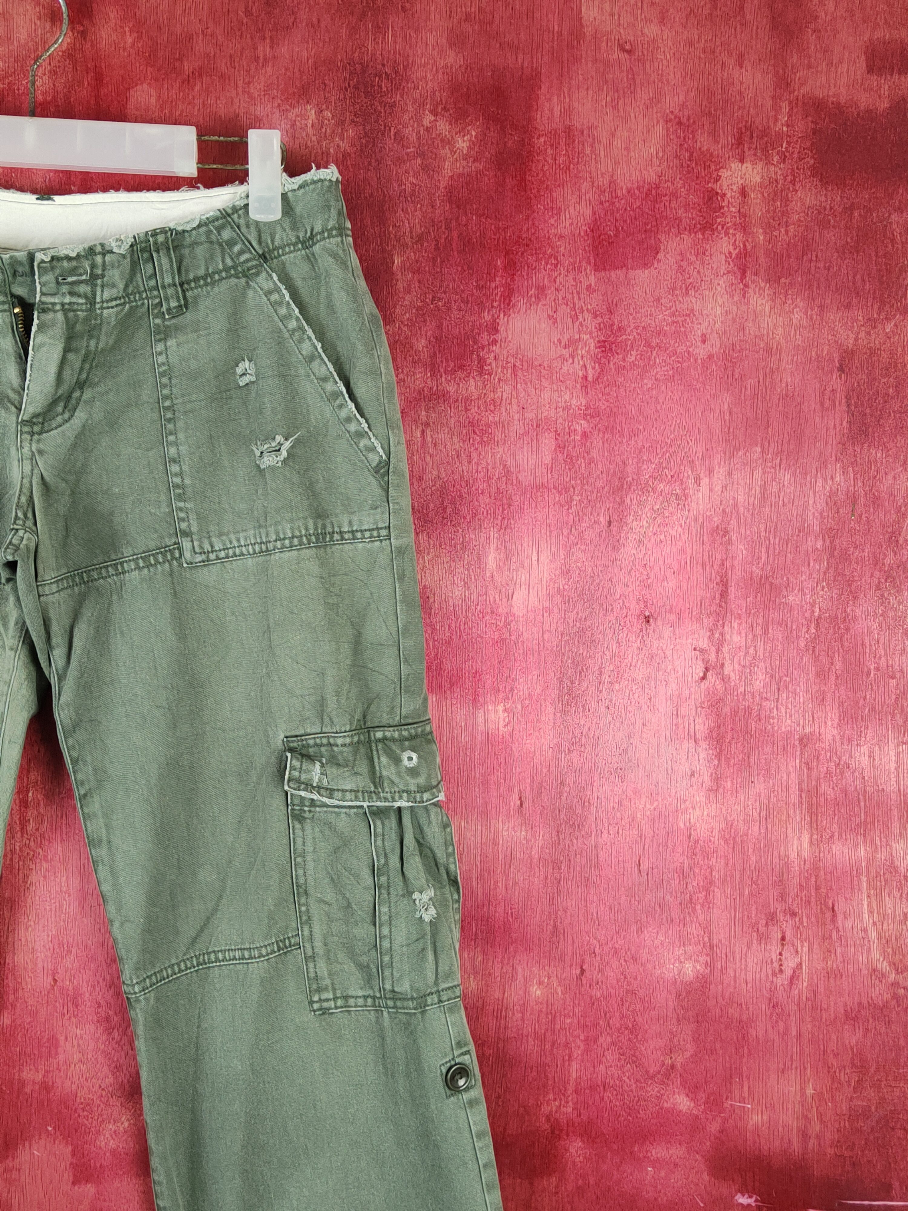 Japanese Brand Sally's Green Multipocket Tactical Cargo Pants #S2396 Size 28" / US 6 / IT 42 - 5 Thumbnail