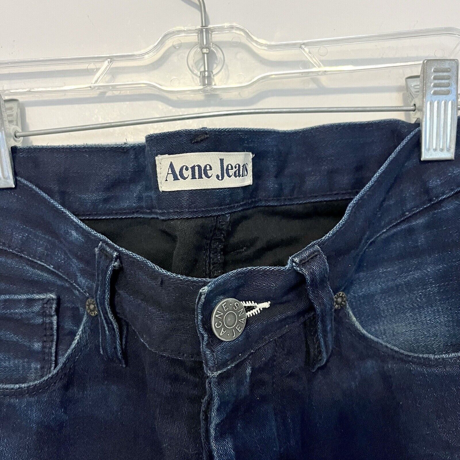 Acne Studios Acne Studios Moc Blue Sateen Rare Dark Rare Sz 29 Size US 29 - 2 Thumbnail
