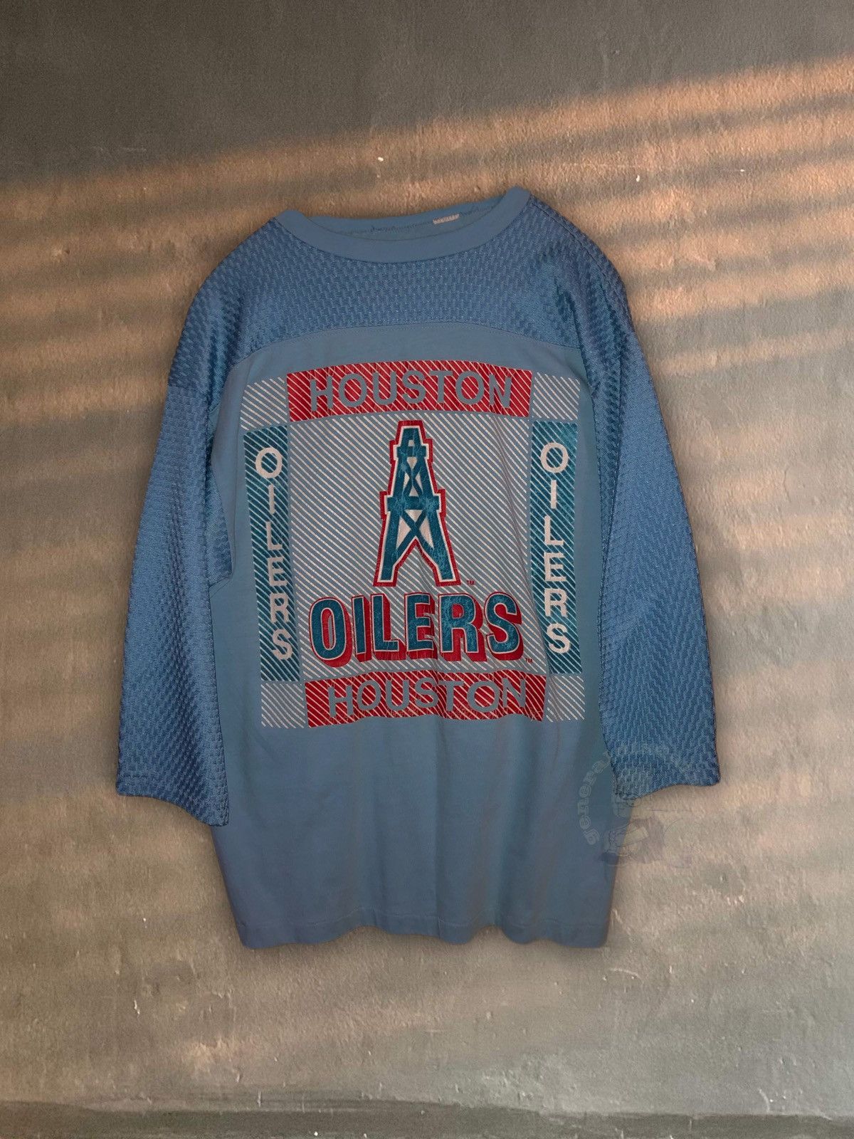 NFL Rare Vintage 1990s Houston Oilers mesh velvet jersey texas Size US L / EU 52-54 / 3 - 17 Thumbnail