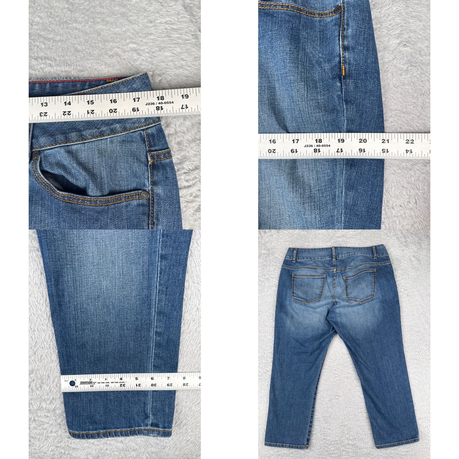 Talbots Talbots Jeans Womens 14W Blue Denim Capri Crop 34x23 Mid 8.5-10.5 in Cotton Blend Button Zip Pockets Logo 5-Pocket Regular 23 in Inseam Size 36" / US 14 / IT 50 - 9 Thumbnail